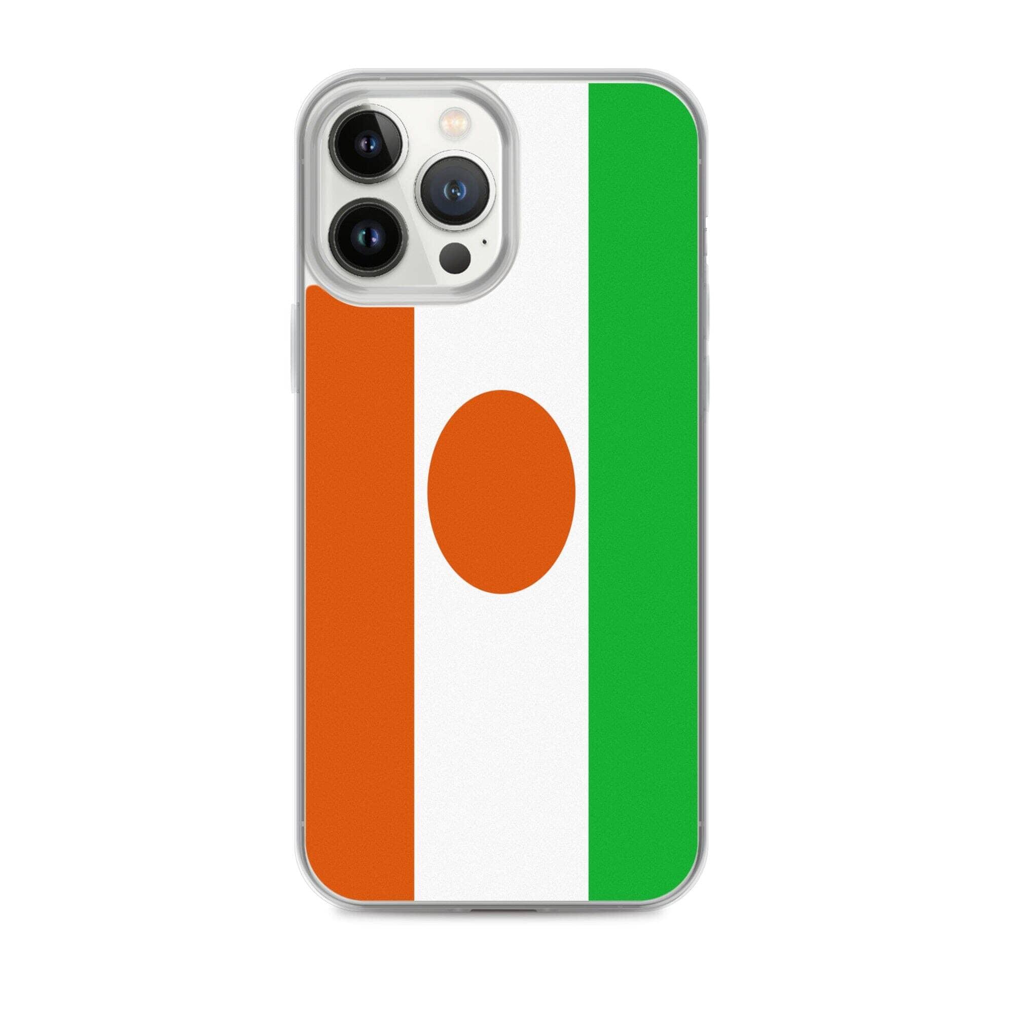 Coque de téléphone transparente avec le drapeau du Niger, offrant une protection pour iPhone.