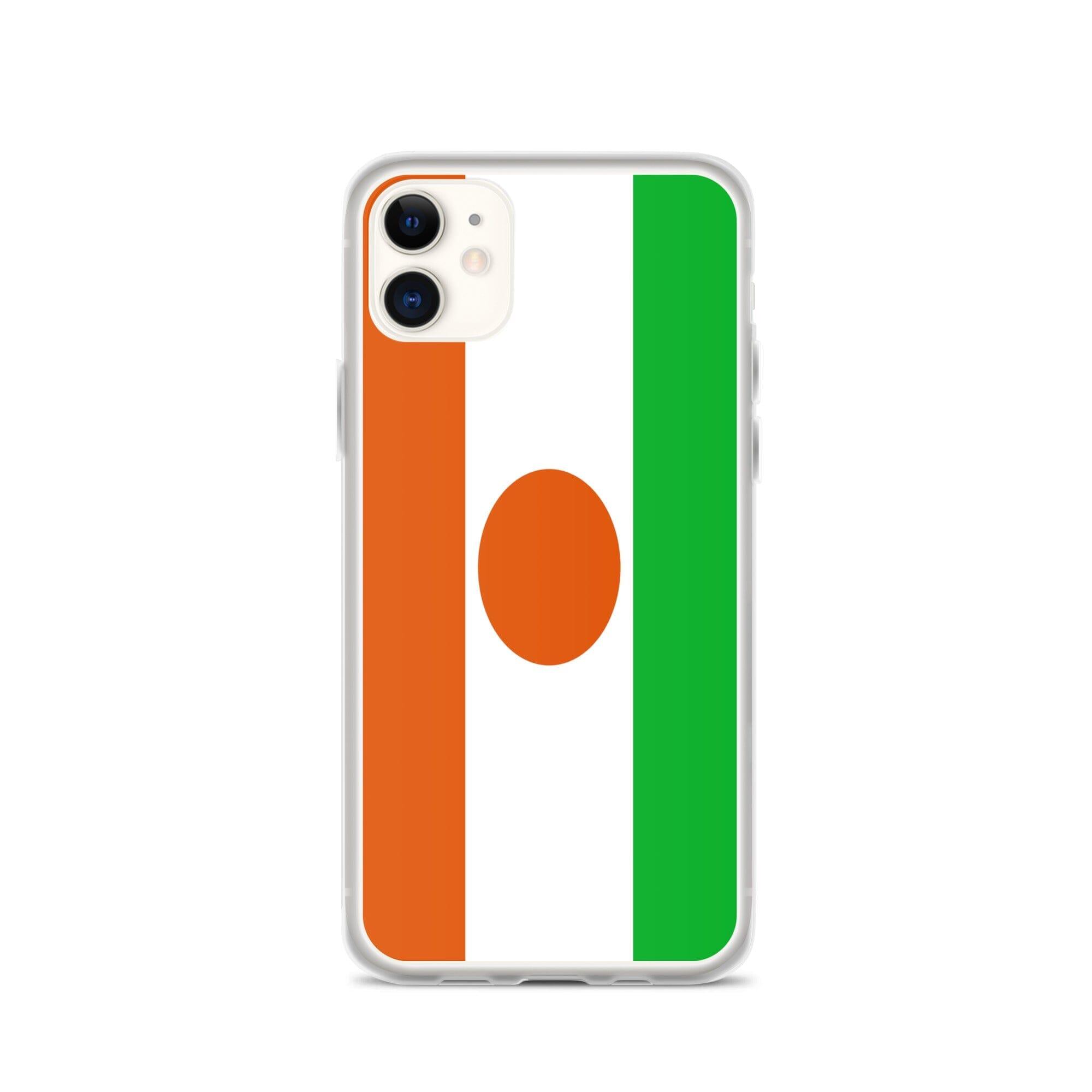 Coque de téléphone transparente avec le drapeau du Niger, offrant une protection pour iPhone.