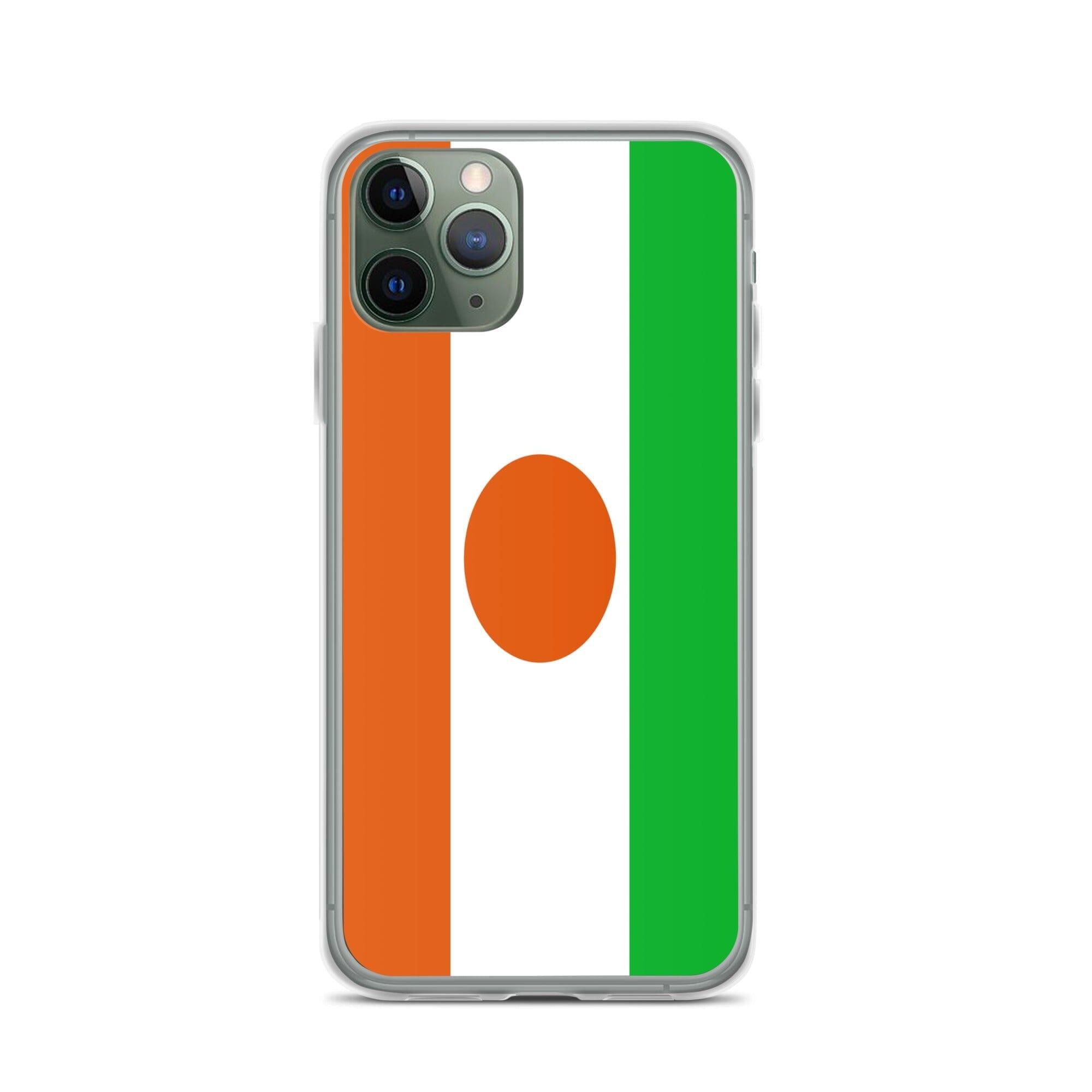 Coque de téléphone transparente avec le drapeau du Niger, offrant une protection pour iPhone.