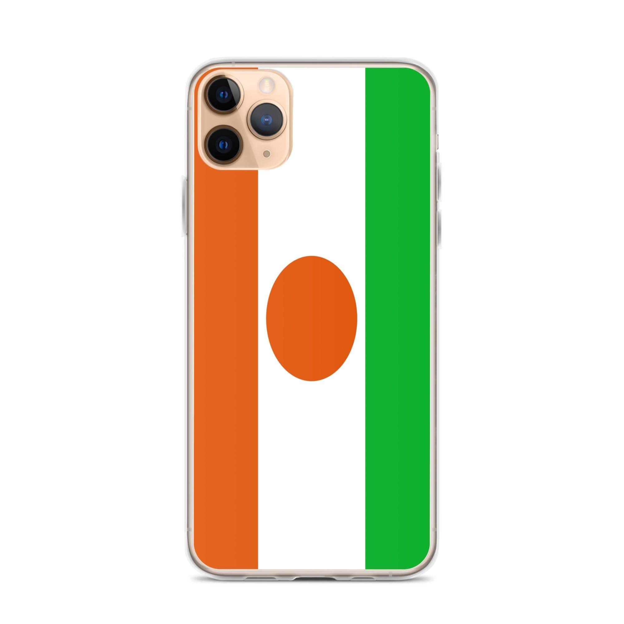 Coque de téléphone transparente avec le drapeau du Niger, offrant une protection pour iPhone.