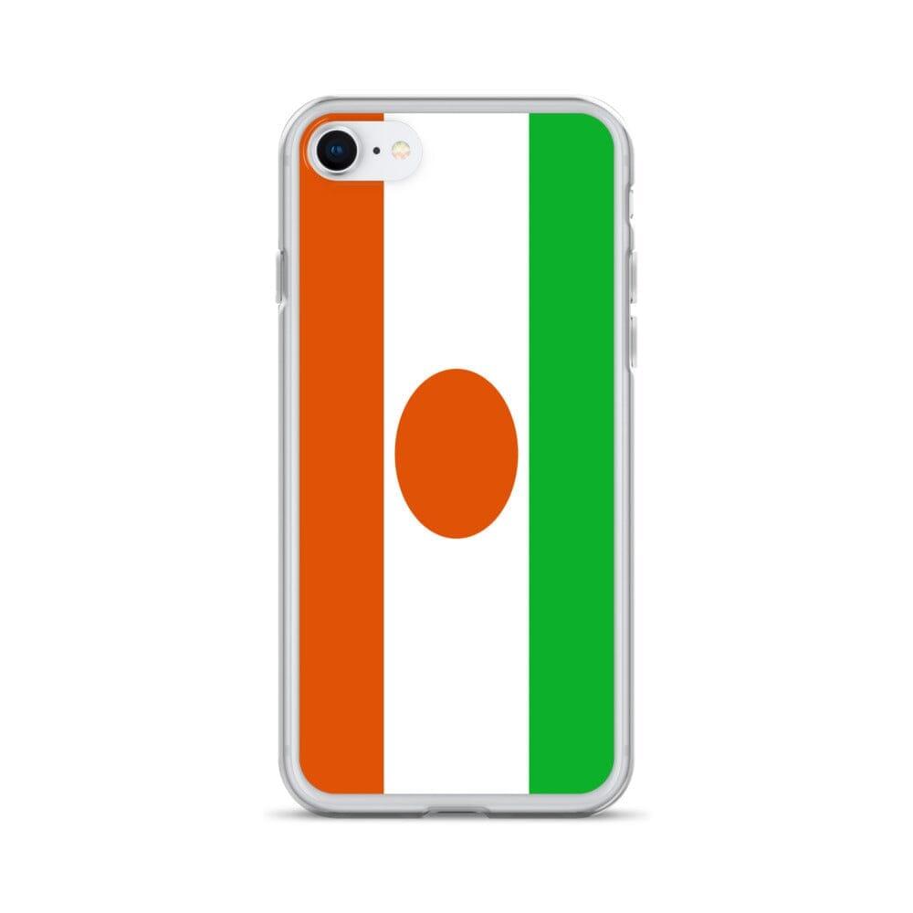 Coque de téléphone transparente avec le drapeau du Niger, offrant une protection pour iPhone.