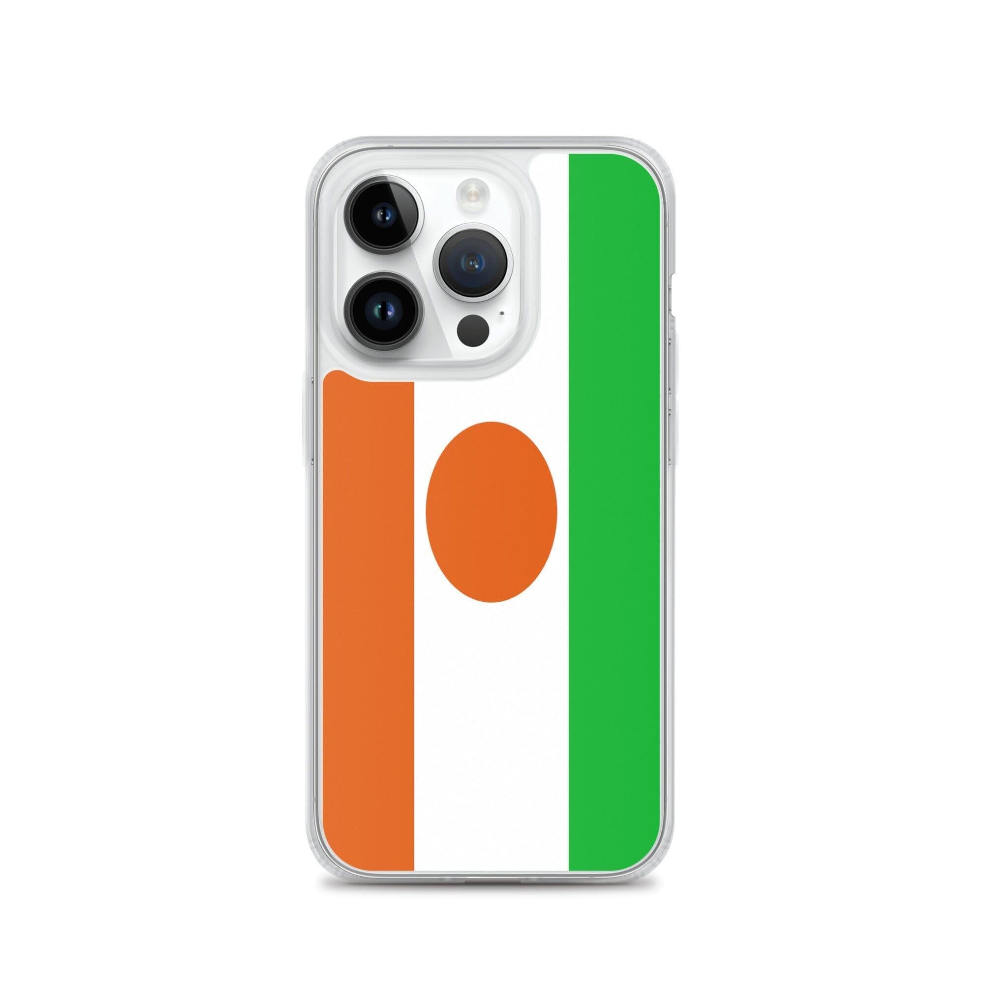 Coque de téléphone transparente avec le drapeau du Niger, offrant une protection pour iPhone.