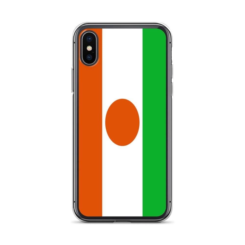 Coque de téléphone transparente avec le drapeau du Niger, offrant une protection pour iPhone.