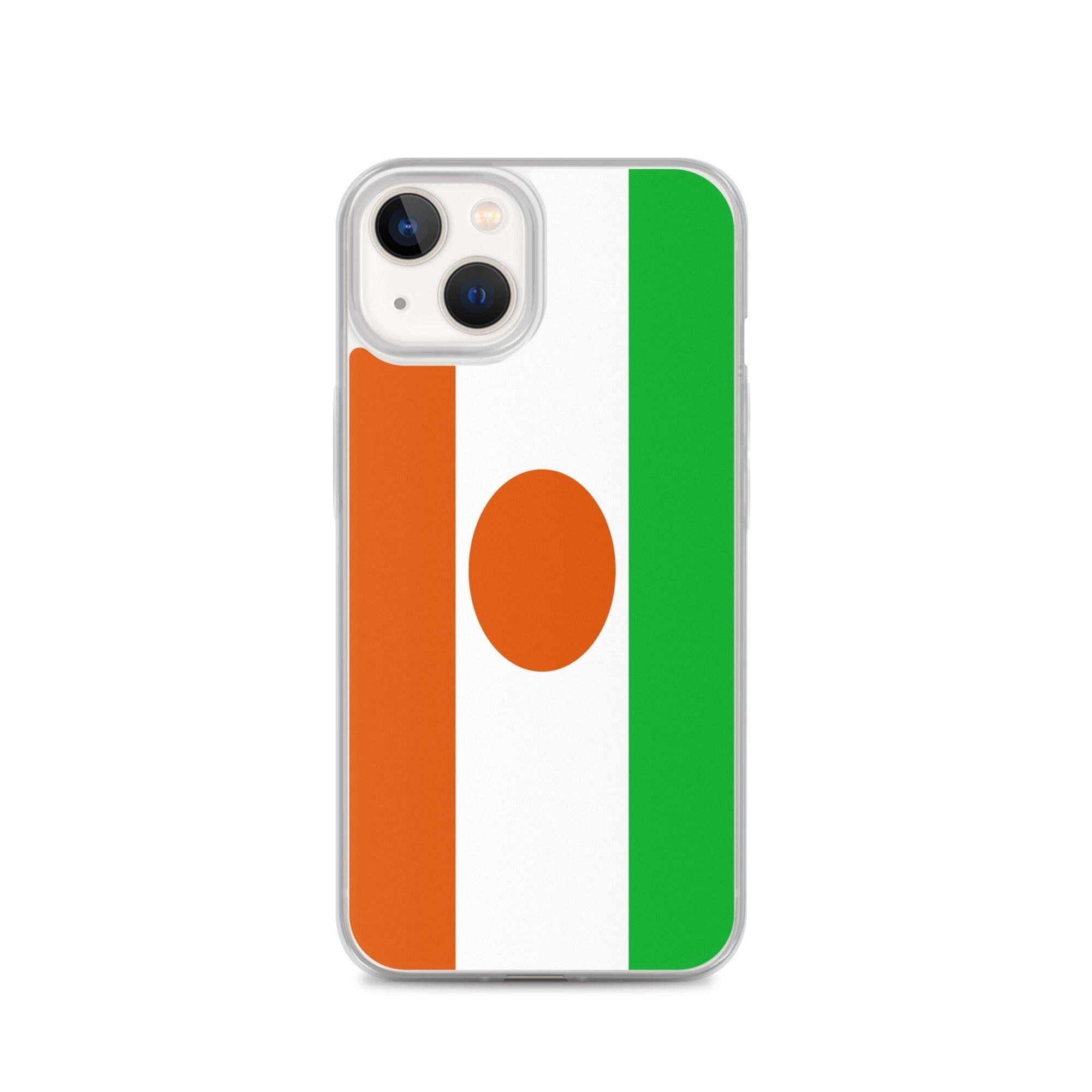 Coque de téléphone transparente avec le drapeau du Niger, offrant une protection pour iPhone.