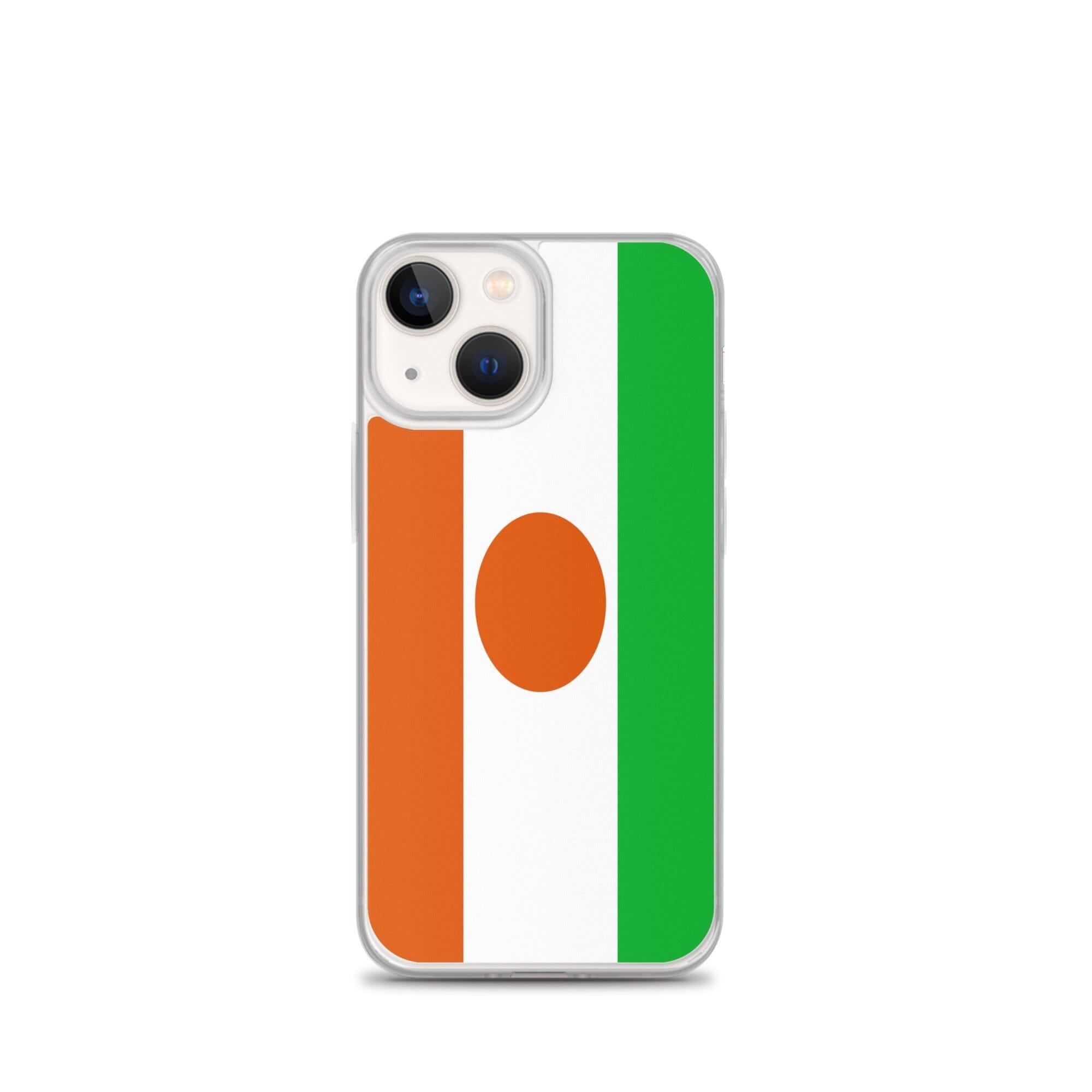 Coque de téléphone transparente avec le drapeau du Niger, offrant une protection pour iPhone.