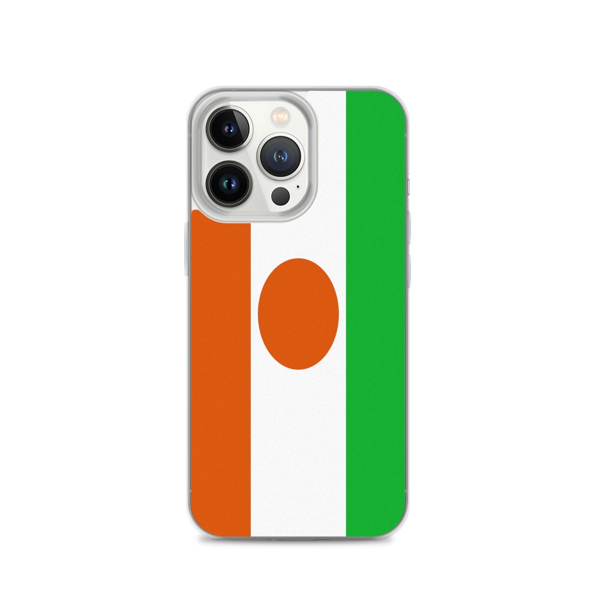 Coque de téléphone transparente avec le drapeau du Niger, offrant une protection pour iPhone.