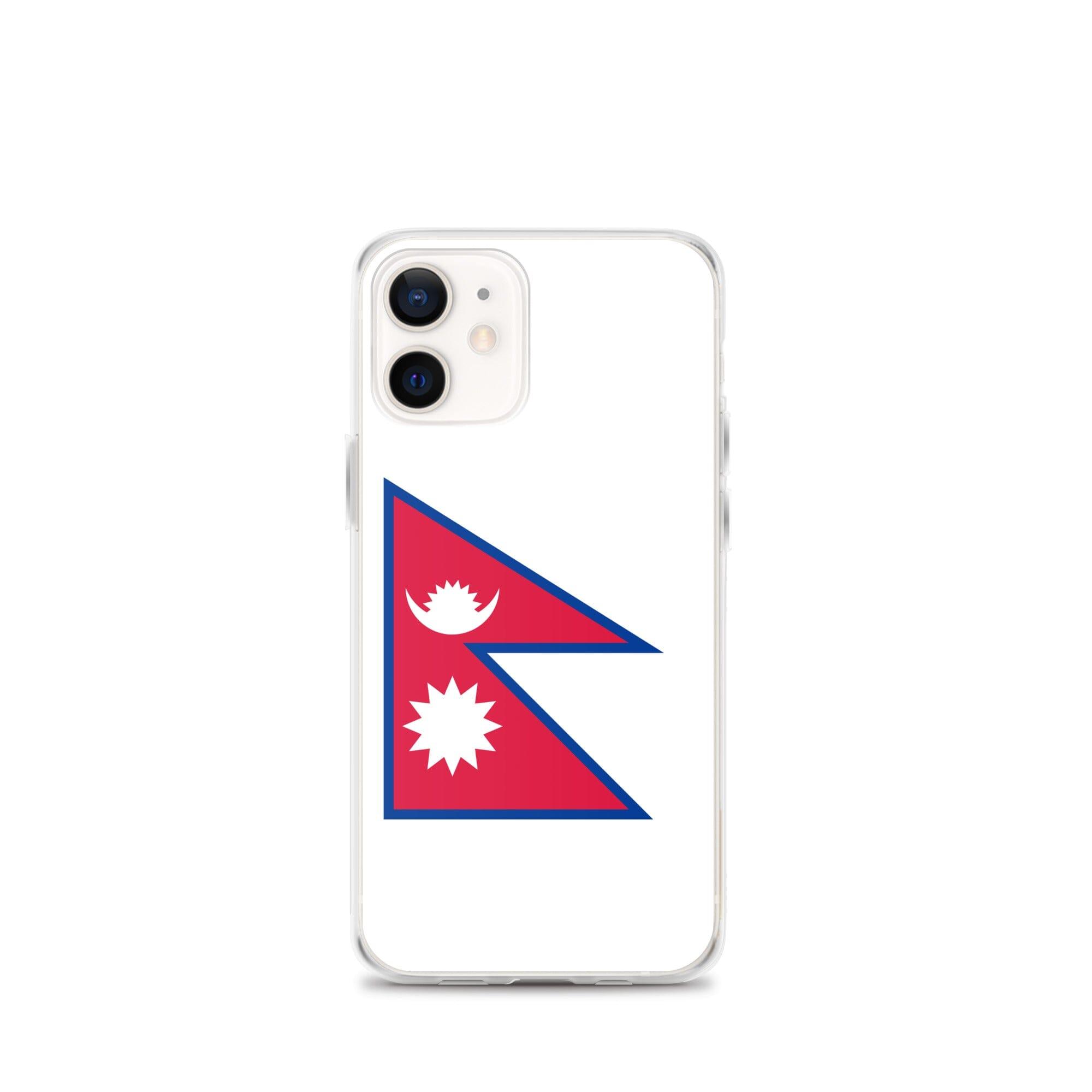 Coque de téléphone transparente avec le drapeau du Népal, conçue pour iPhone, offrant protection et style.