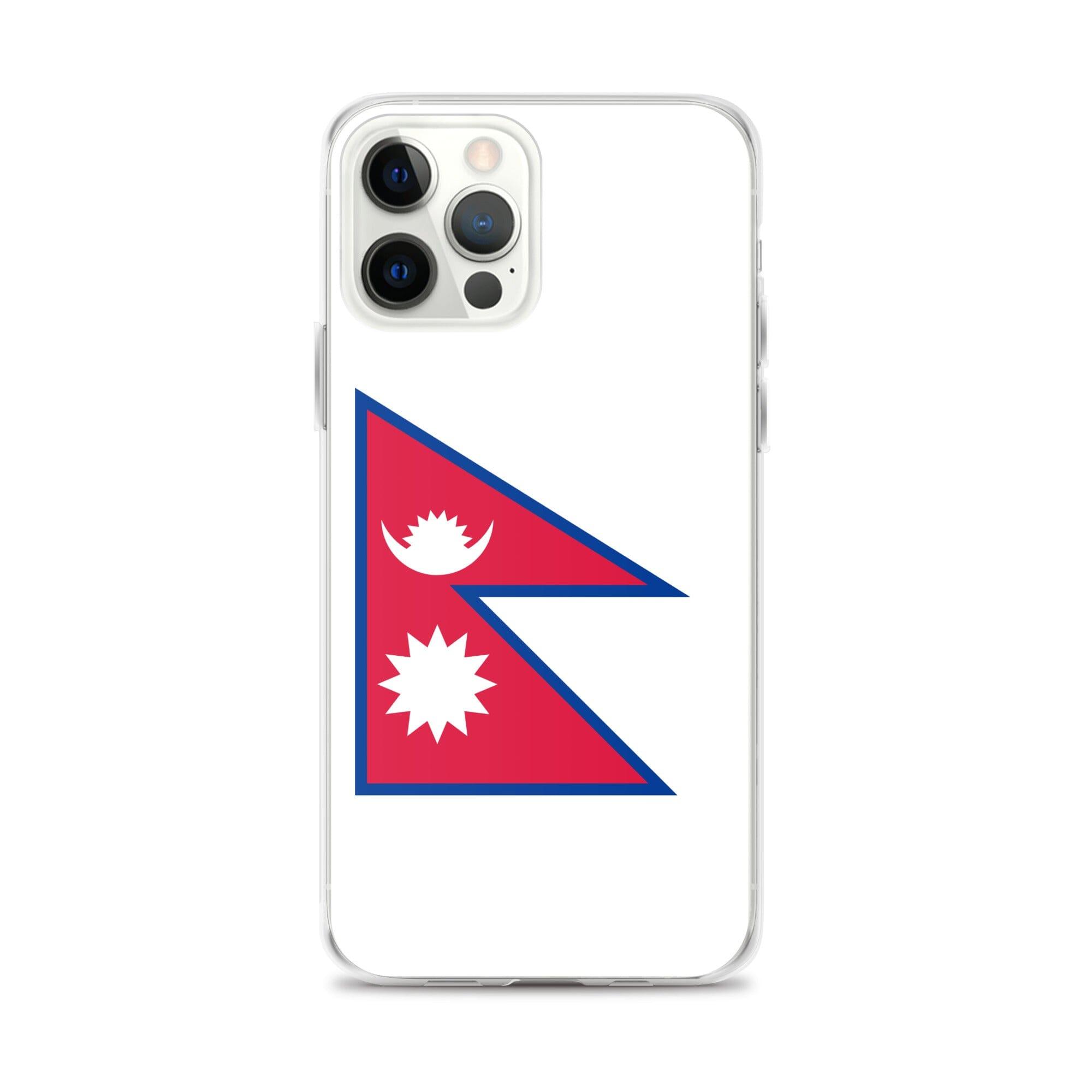 Coque de téléphone transparente avec le drapeau du Népal, conçue pour iPhone, offrant protection et style.