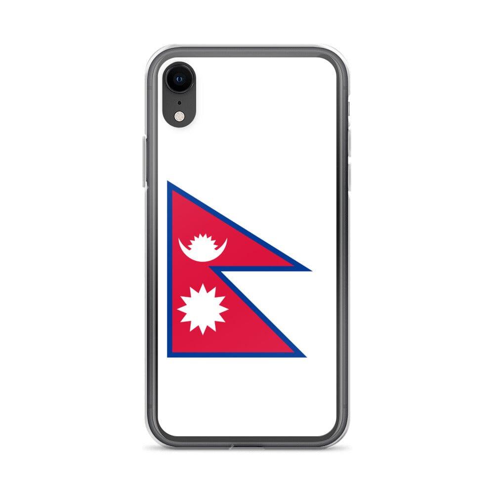 Coque de téléphone transparente avec le drapeau du Népal, conçue pour iPhone, offrant protection et style.