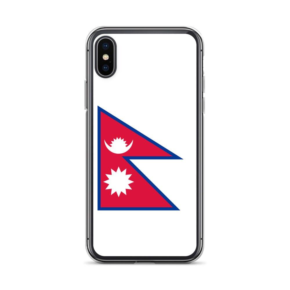 Coque de téléphone transparente avec le drapeau du Népal, conçue pour iPhone, offrant protection et style.