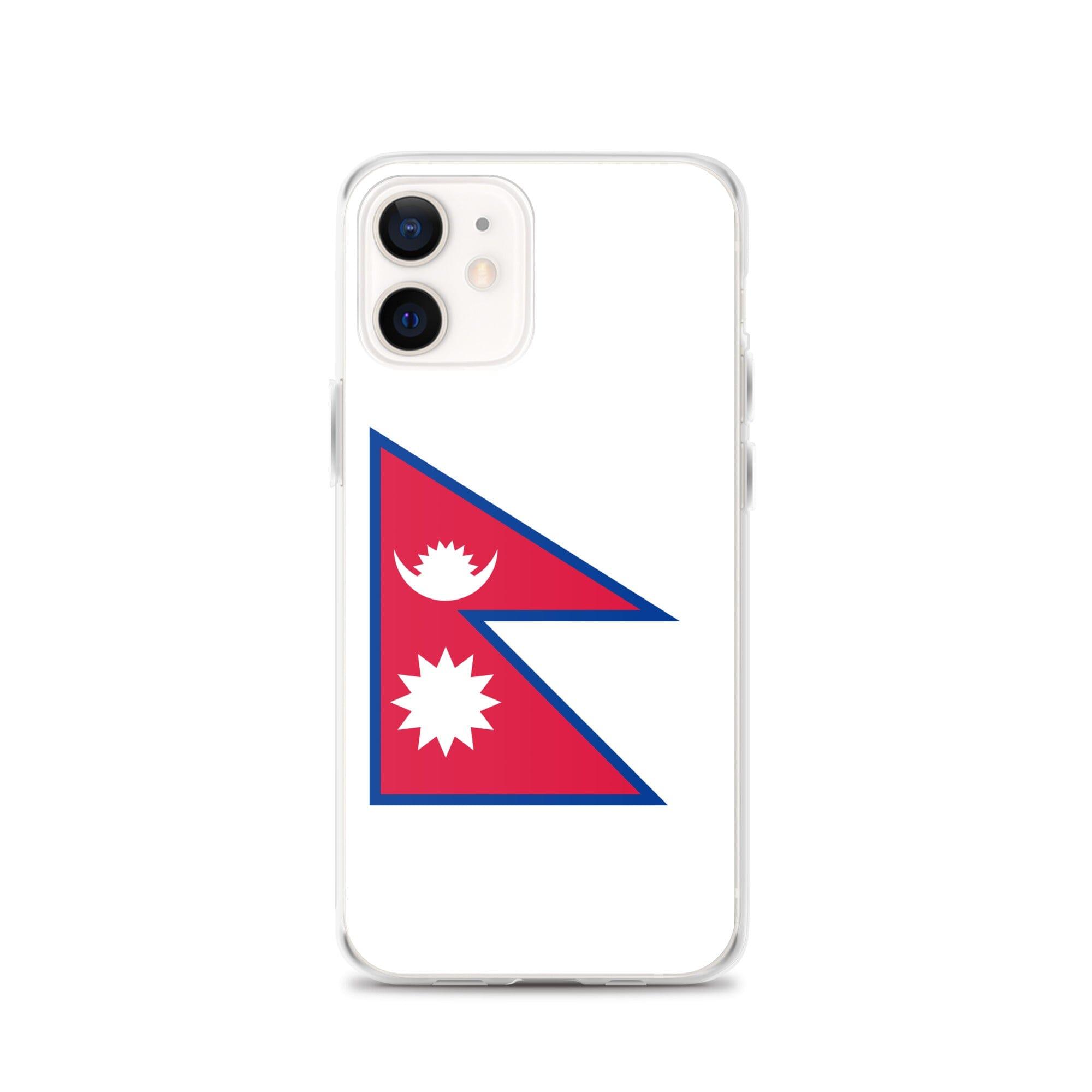 Coque de téléphone transparente avec le drapeau du Népal, conçue pour iPhone, offrant protection et style.