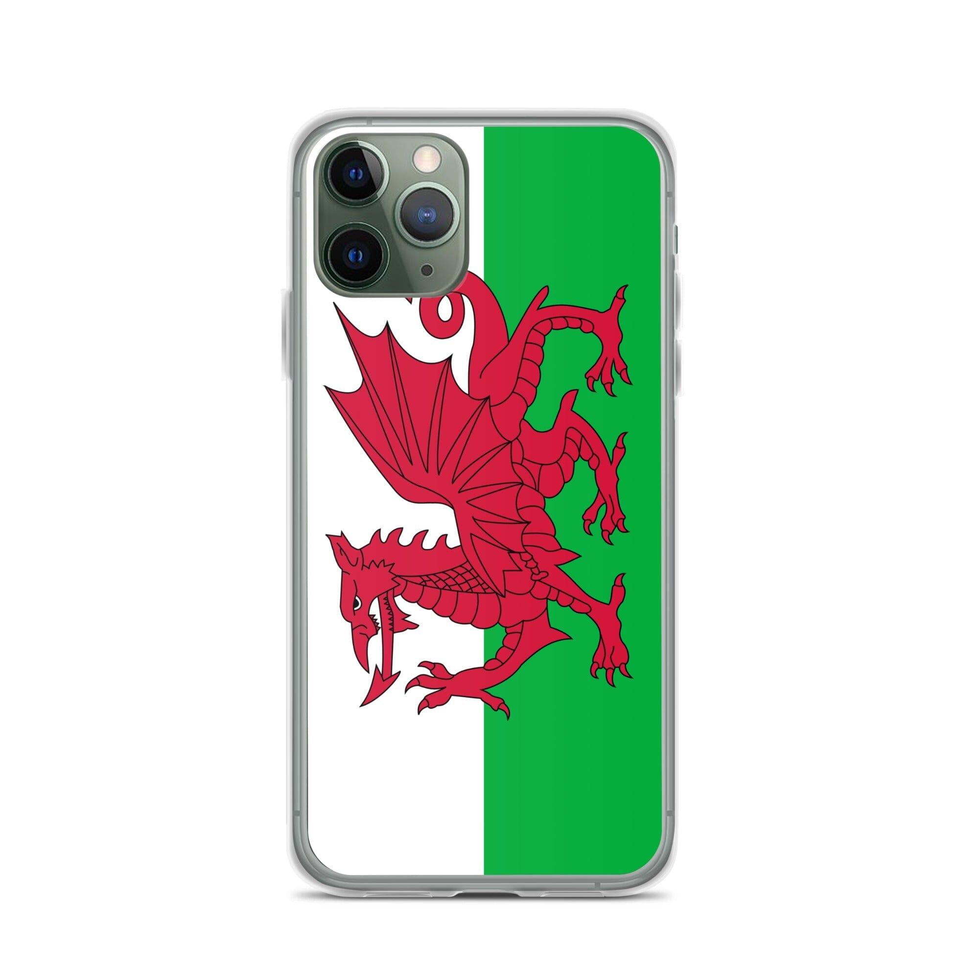 Coque de téléphone en plastique transparent avec le drapeau du pays de Galles, conçue pour les modèles d'iPhone.