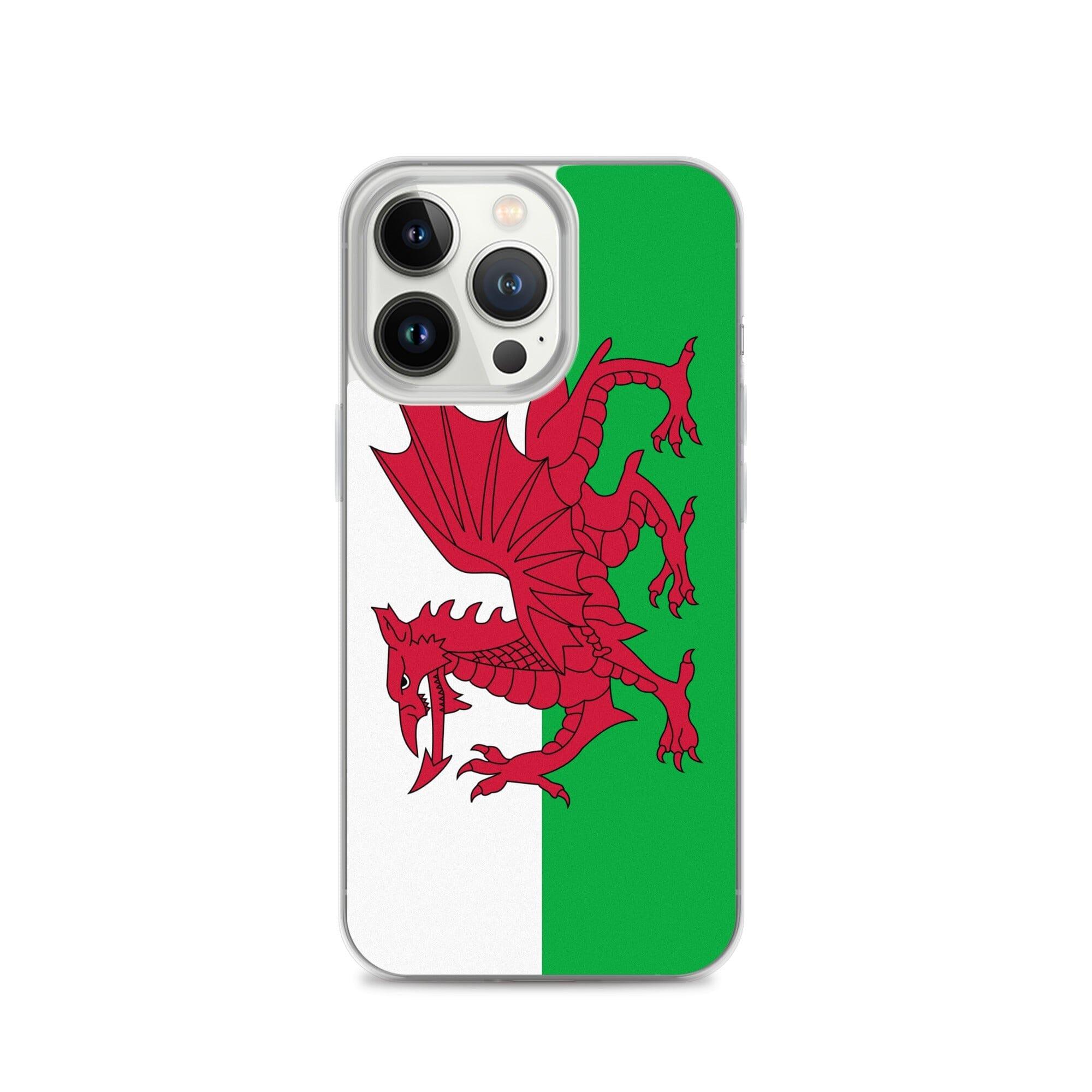 Coque de téléphone en plastique transparent avec le drapeau du pays de Galles, conçue pour les modèles d'iPhone.