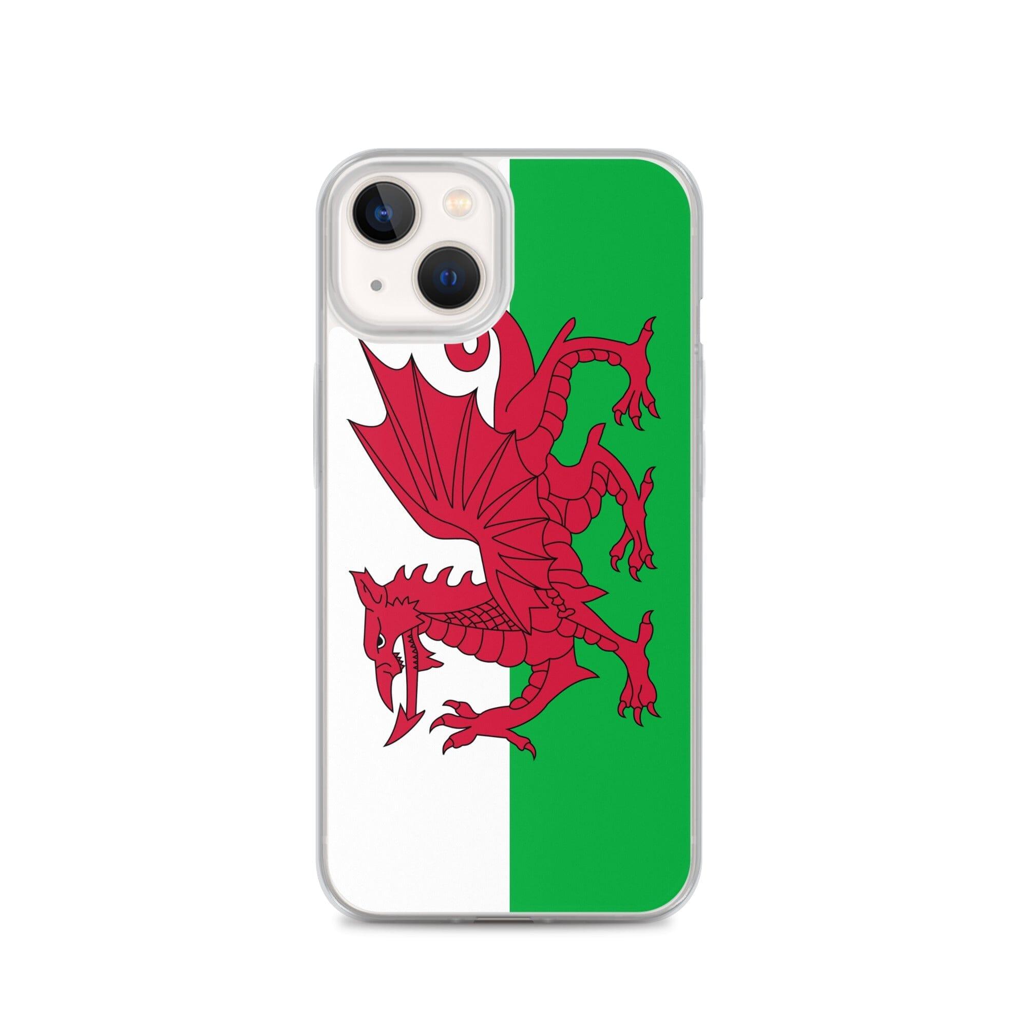 Coque de téléphone en plastique transparent avec le drapeau du pays de Galles, conçue pour les modèles d'iPhone.