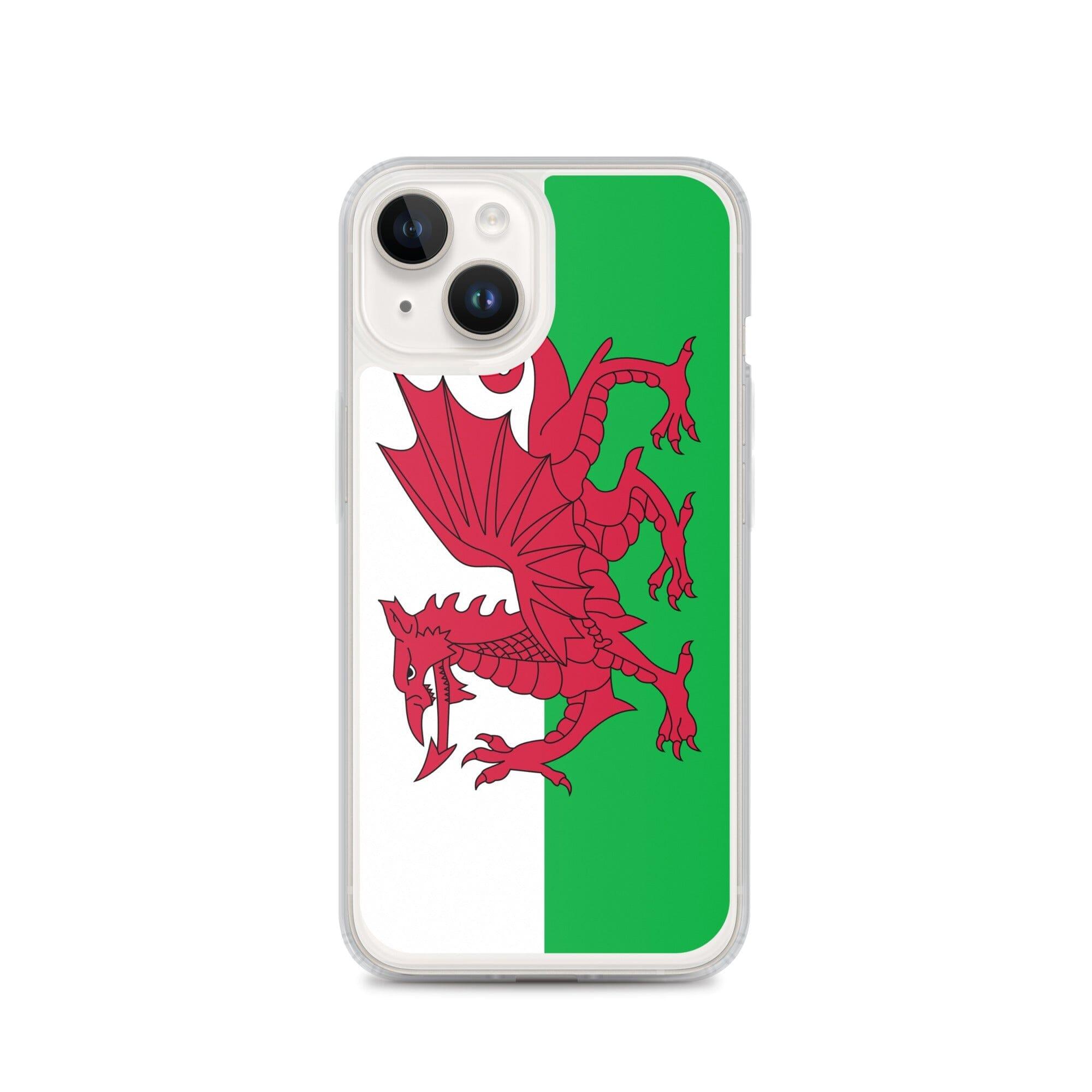 Coque de téléphone en plastique transparent avec le drapeau du pays de Galles, conçue pour les modèles d'iPhone.