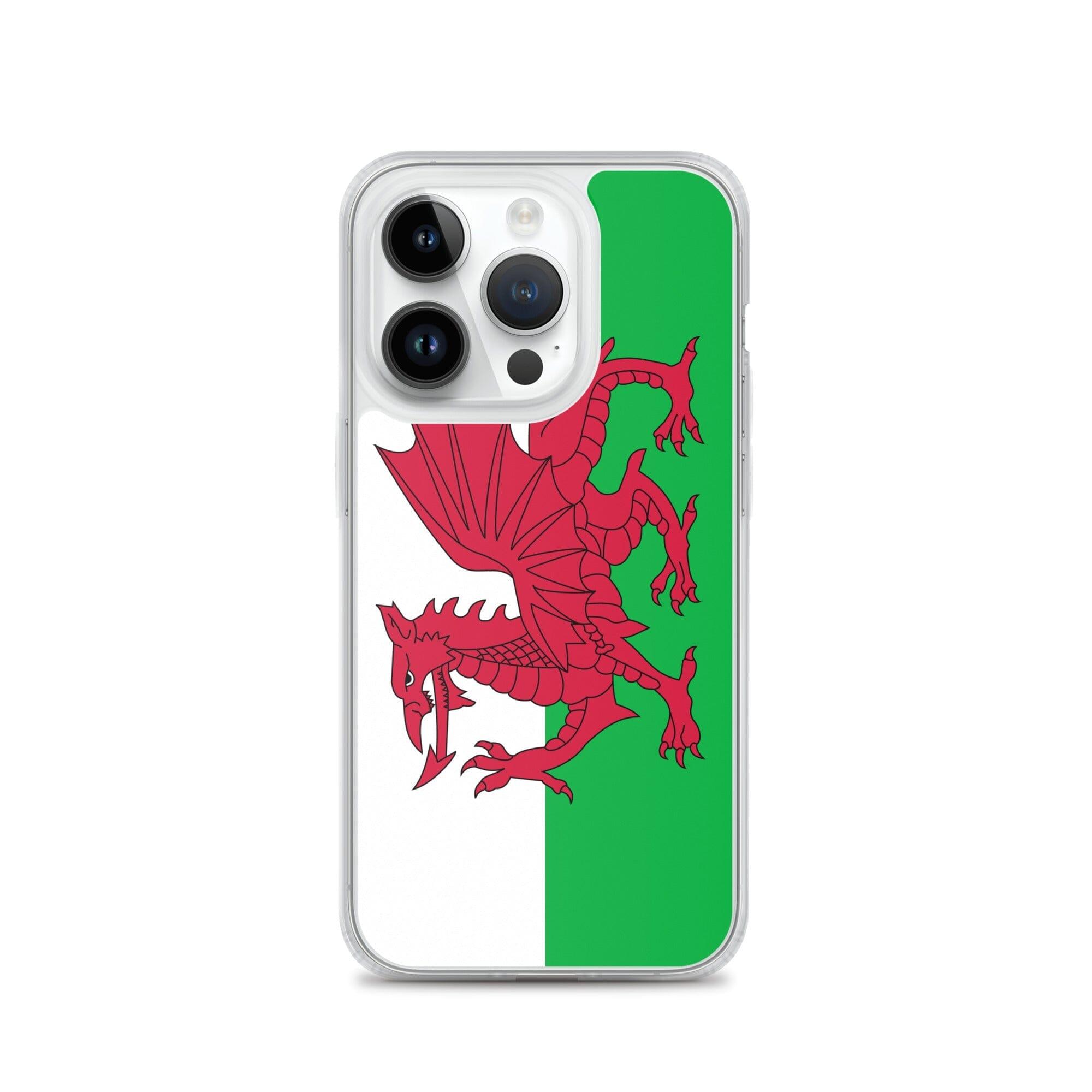 Coque de téléphone en plastique transparent avec le drapeau du pays de Galles, conçue pour les modèles d'iPhone.