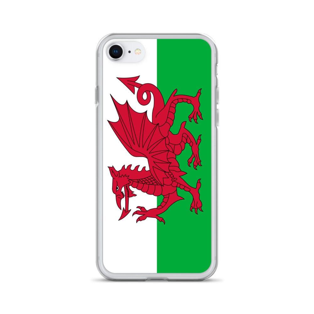 Coque de téléphone en plastique transparent avec le drapeau du pays de Galles, conçue pour les modèles d'iPhone.