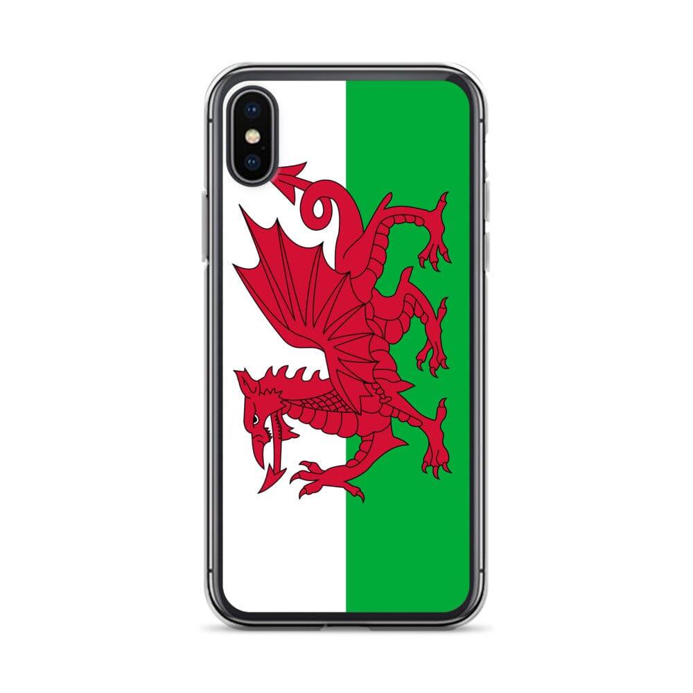 Coque de téléphone en plastique transparent avec le drapeau du pays de Galles, conçue pour les modèles d'iPhone.