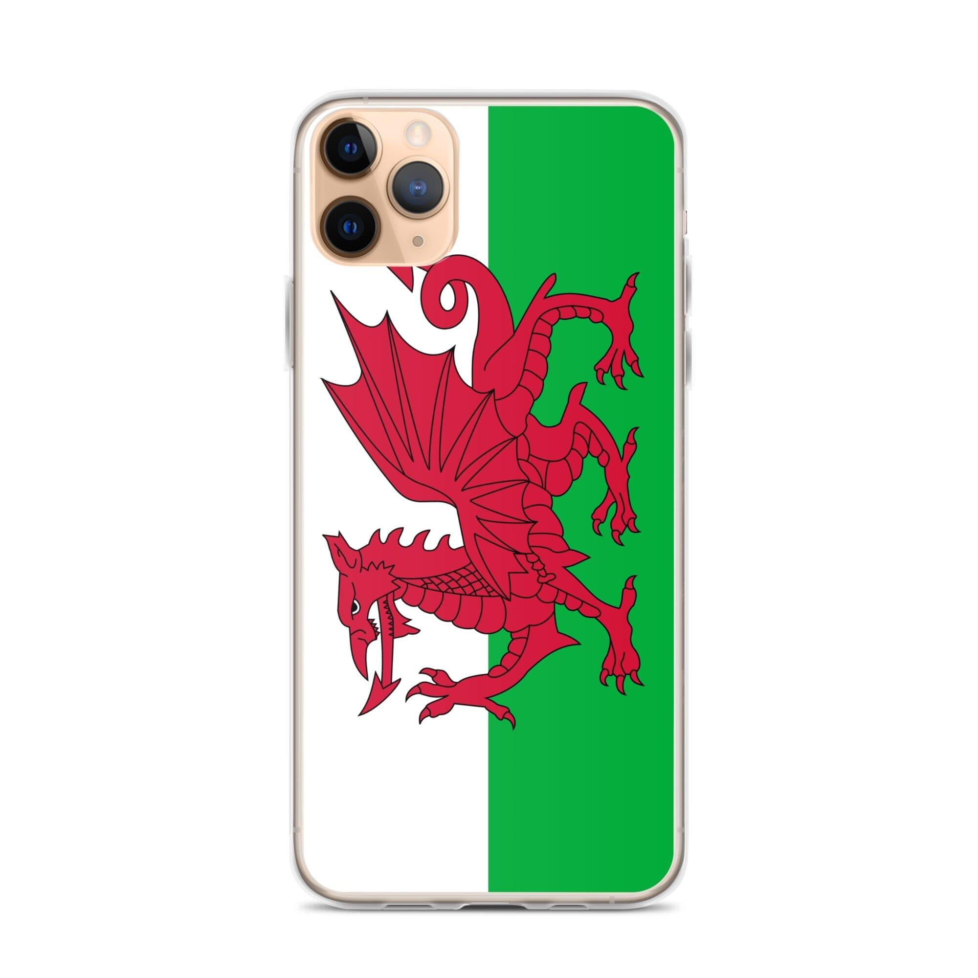 Coque de téléphone en plastique transparent avec le drapeau du pays de Galles, conçue pour les modèles d'iPhone.