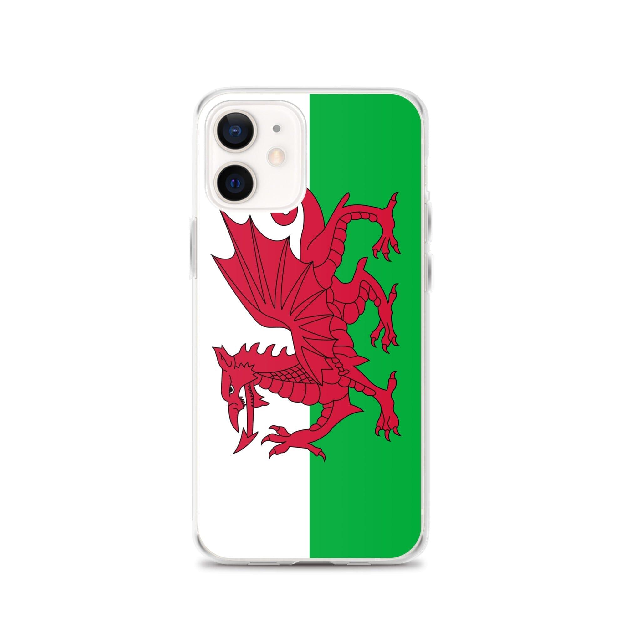 Coque de téléphone en plastique transparent avec le drapeau du pays de Galles, conçue pour les modèles d'iPhone.