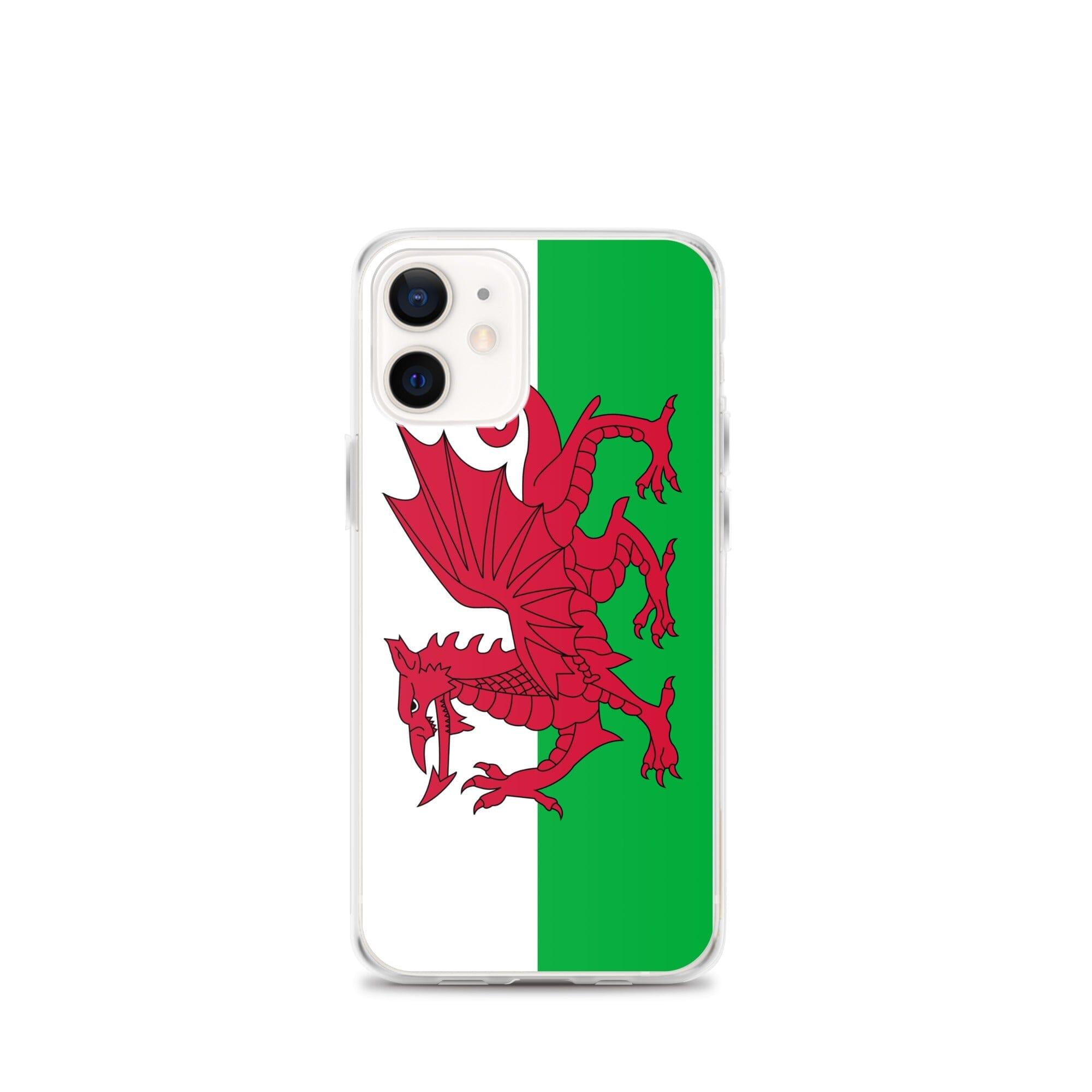 Coque de téléphone en plastique transparent avec le drapeau du pays de Galles, conçue pour les modèles d'iPhone.