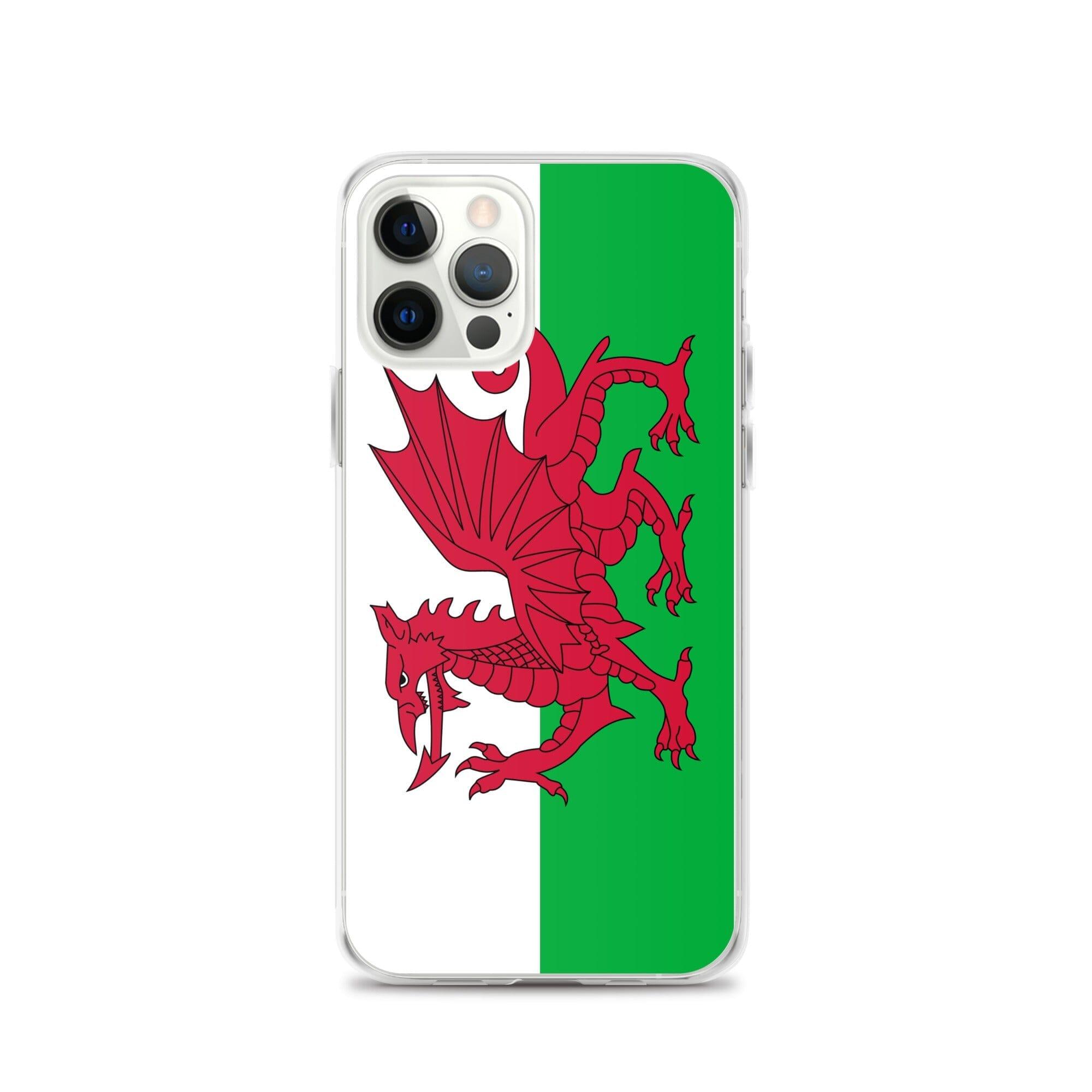 Coque de téléphone en plastique transparent avec le drapeau du pays de Galles, conçue pour les modèles d'iPhone.