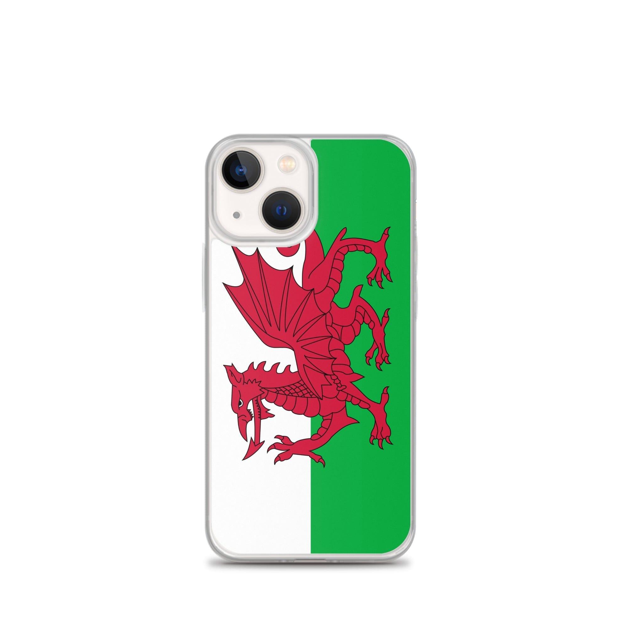 Coque de téléphone en plastique transparent avec le drapeau du pays de Galles, conçue pour les modèles d'iPhone.