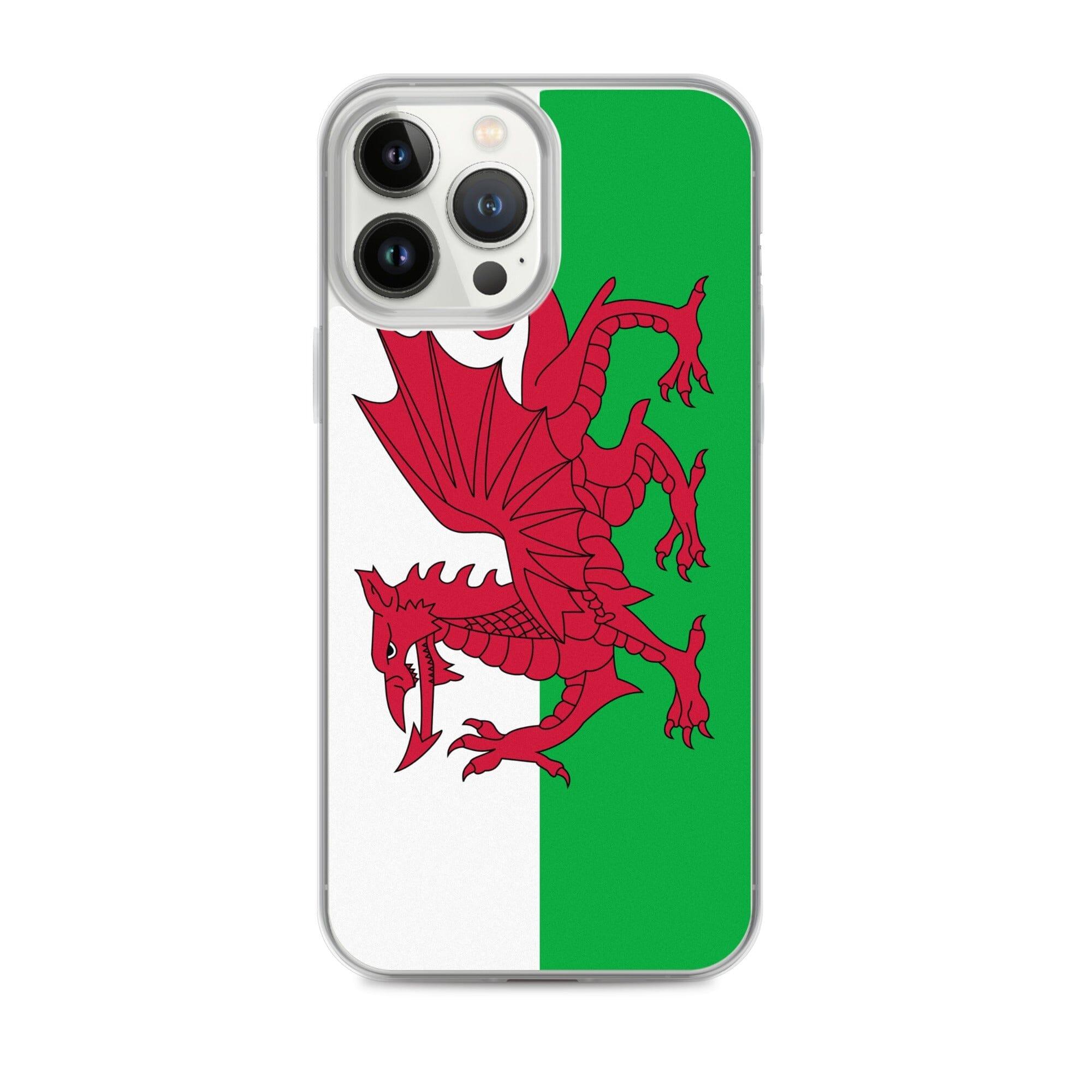 Coque de téléphone en plastique transparent avec le drapeau du pays de Galles, conçue pour les modèles d'iPhone.