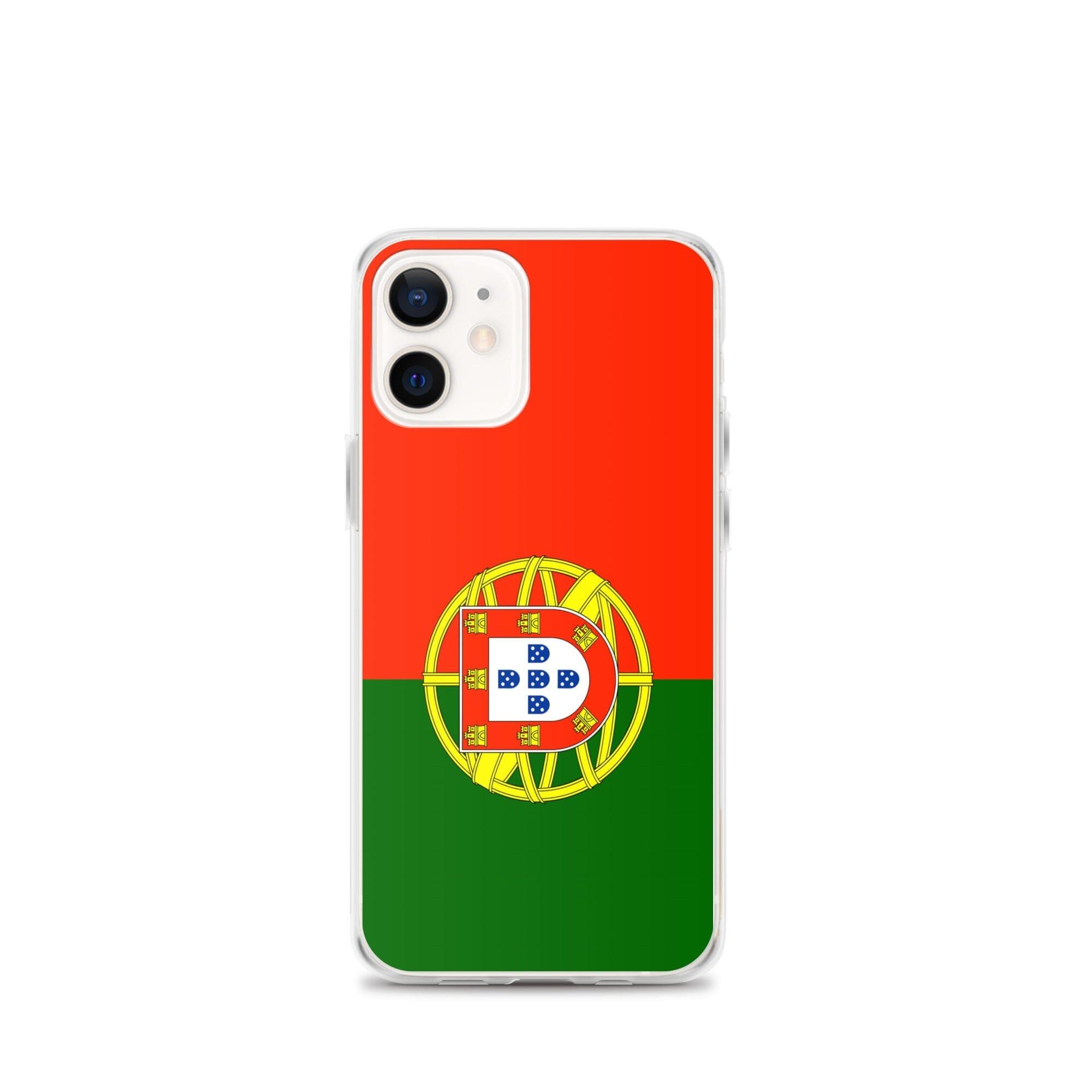 Coque de téléphone transparente avec le drapeau du Portugal, conçue pour iPhone, offrant protection et style.