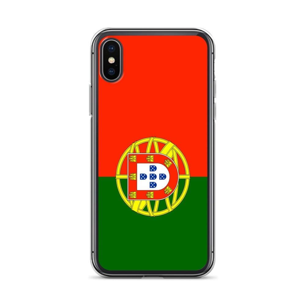 Coque de téléphone transparente avec le drapeau du Portugal, conçue pour iPhone, offrant protection et style.