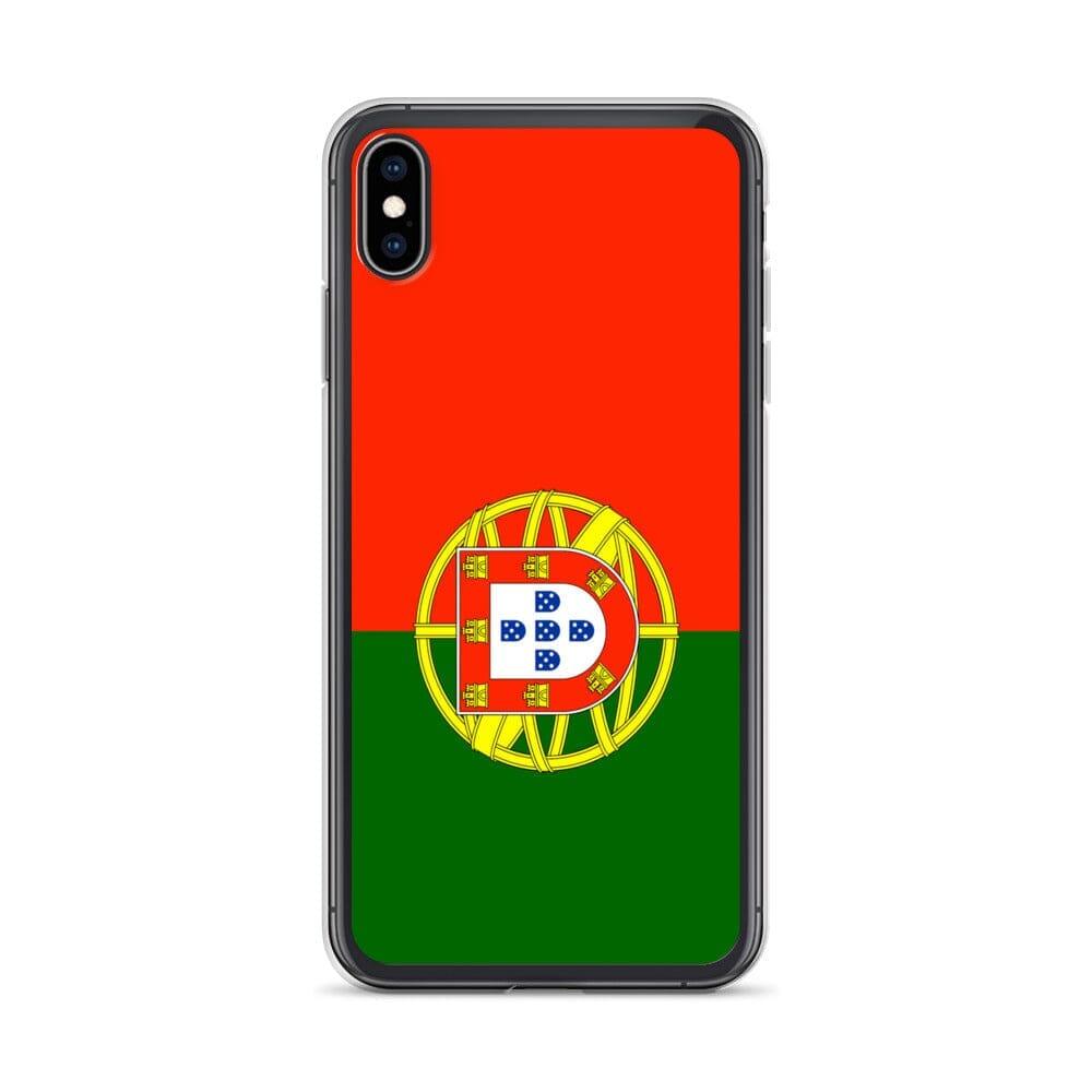 Coque de téléphone transparente avec le drapeau du Portugal, conçue pour iPhone, offrant protection et style.