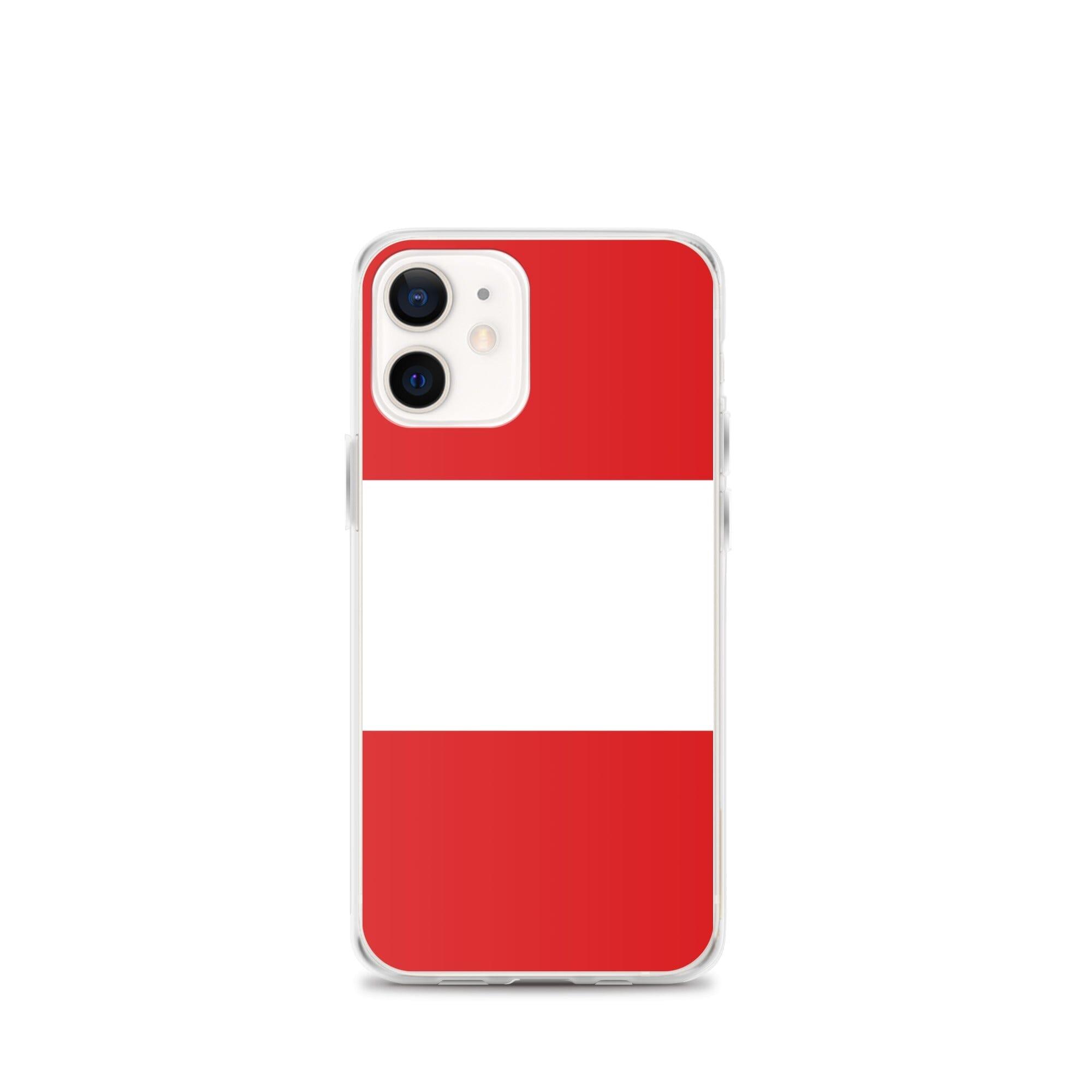 Coque de téléphone transparente avec le drapeau du Pérou, conçue pour iPhone, offrant protection et style.