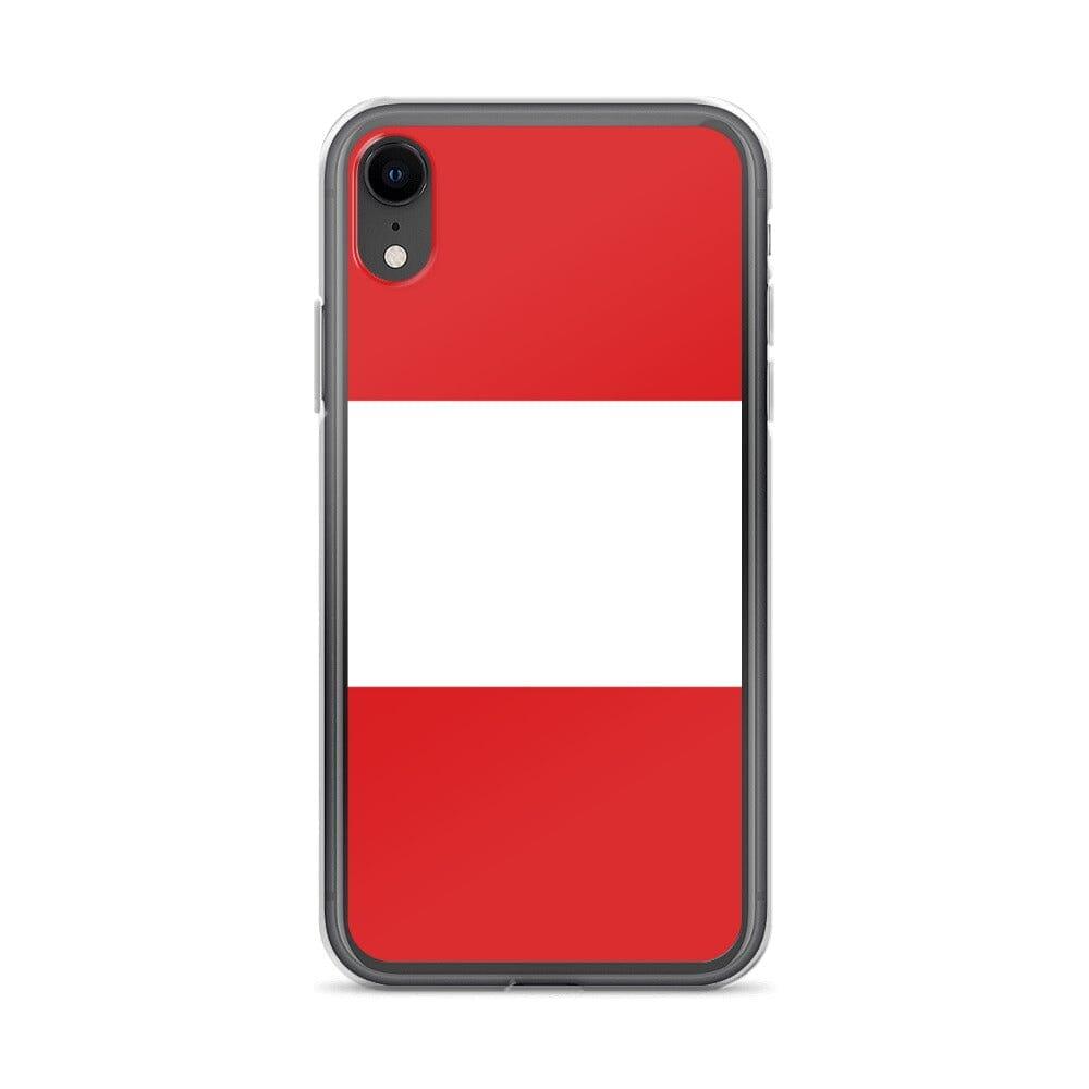 Coque de téléphone transparente avec le drapeau du Pérou, conçue pour iPhone, offrant protection et style.