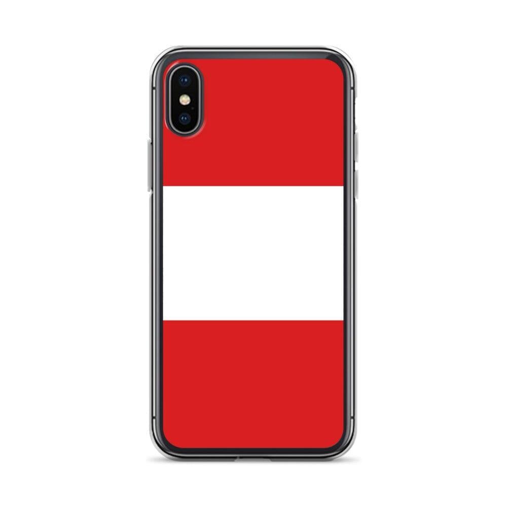 Coque de téléphone transparente avec le drapeau du Pérou, conçue pour iPhone, offrant protection et style.