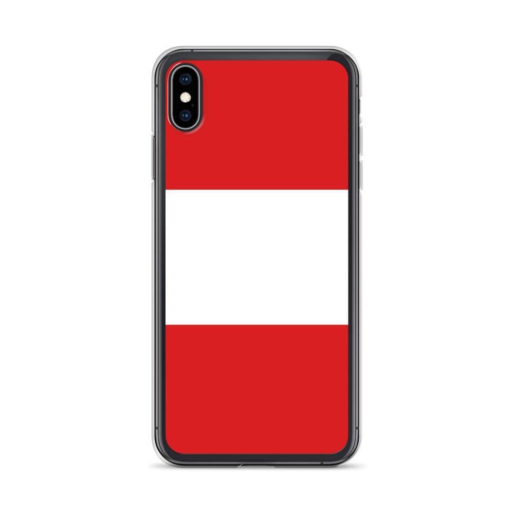 Coque de téléphone transparente avec le drapeau du Pérou, conçue pour iPhone, offrant protection et style.