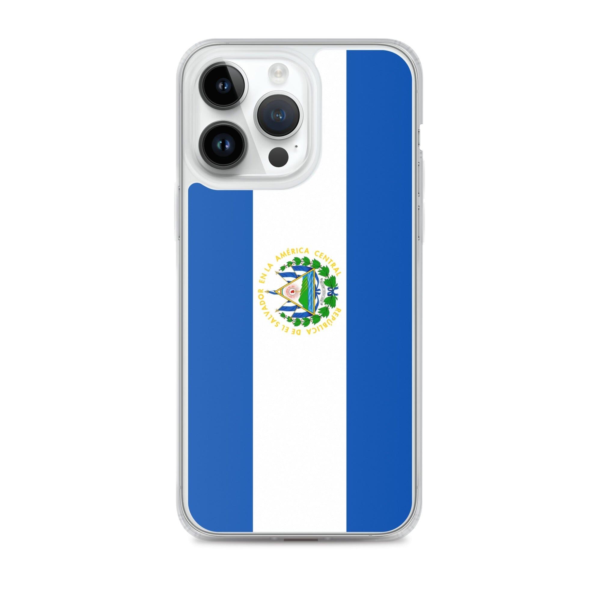 Coque de téléphone transparente avec le drapeau du Salvador, offrant une protection pour iPhone.