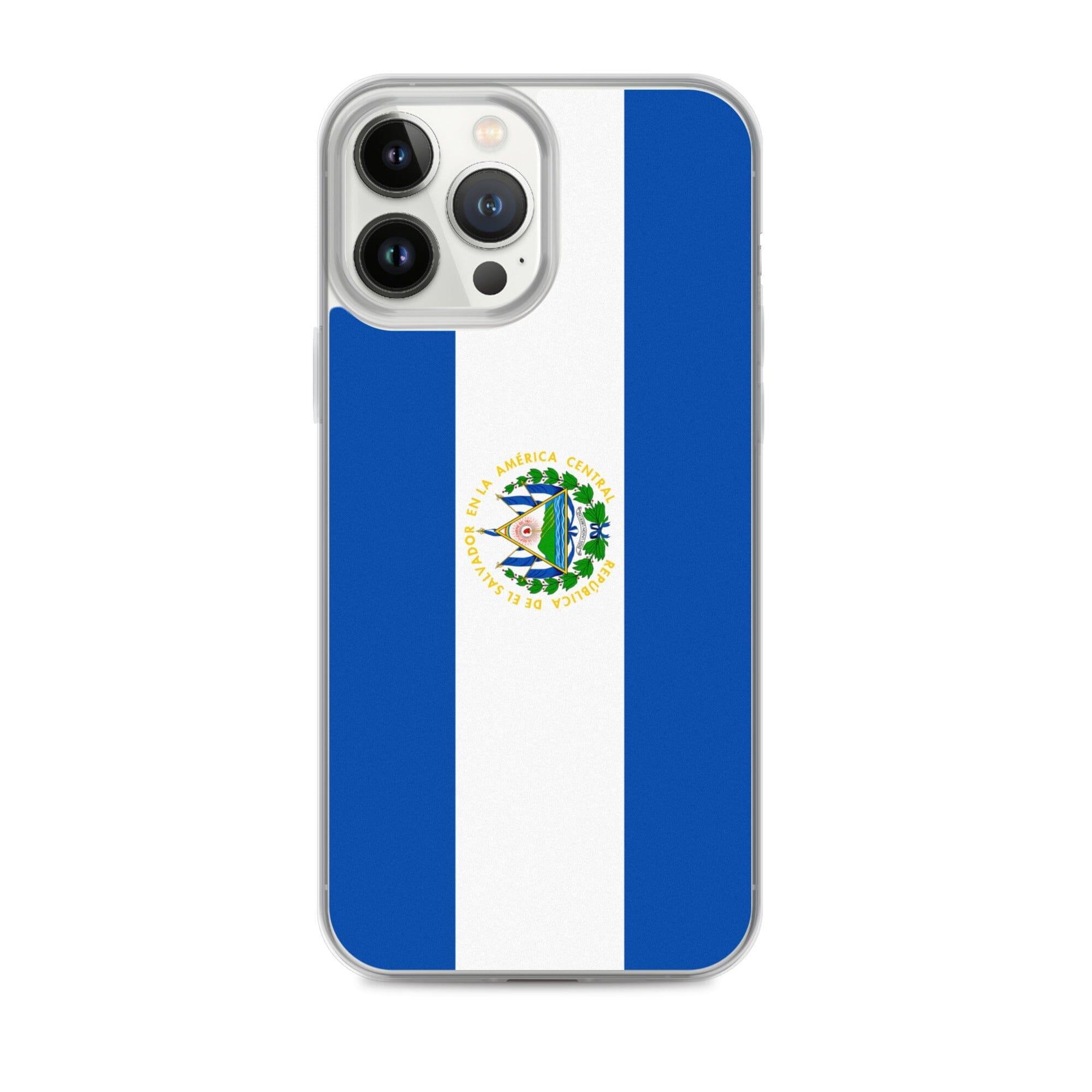 Coque de téléphone transparente avec le drapeau du Salvador, offrant une protection pour iPhone.