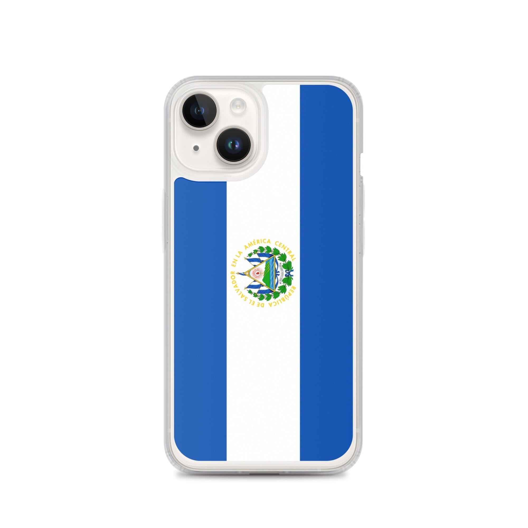 Coque de téléphone transparente avec le drapeau du Salvador, offrant une protection pour iPhone.