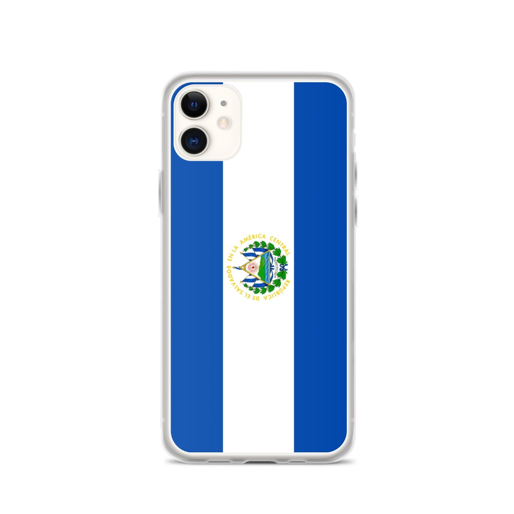 Coque de téléphone transparente avec le drapeau du Salvador, offrant une protection pour iPhone.