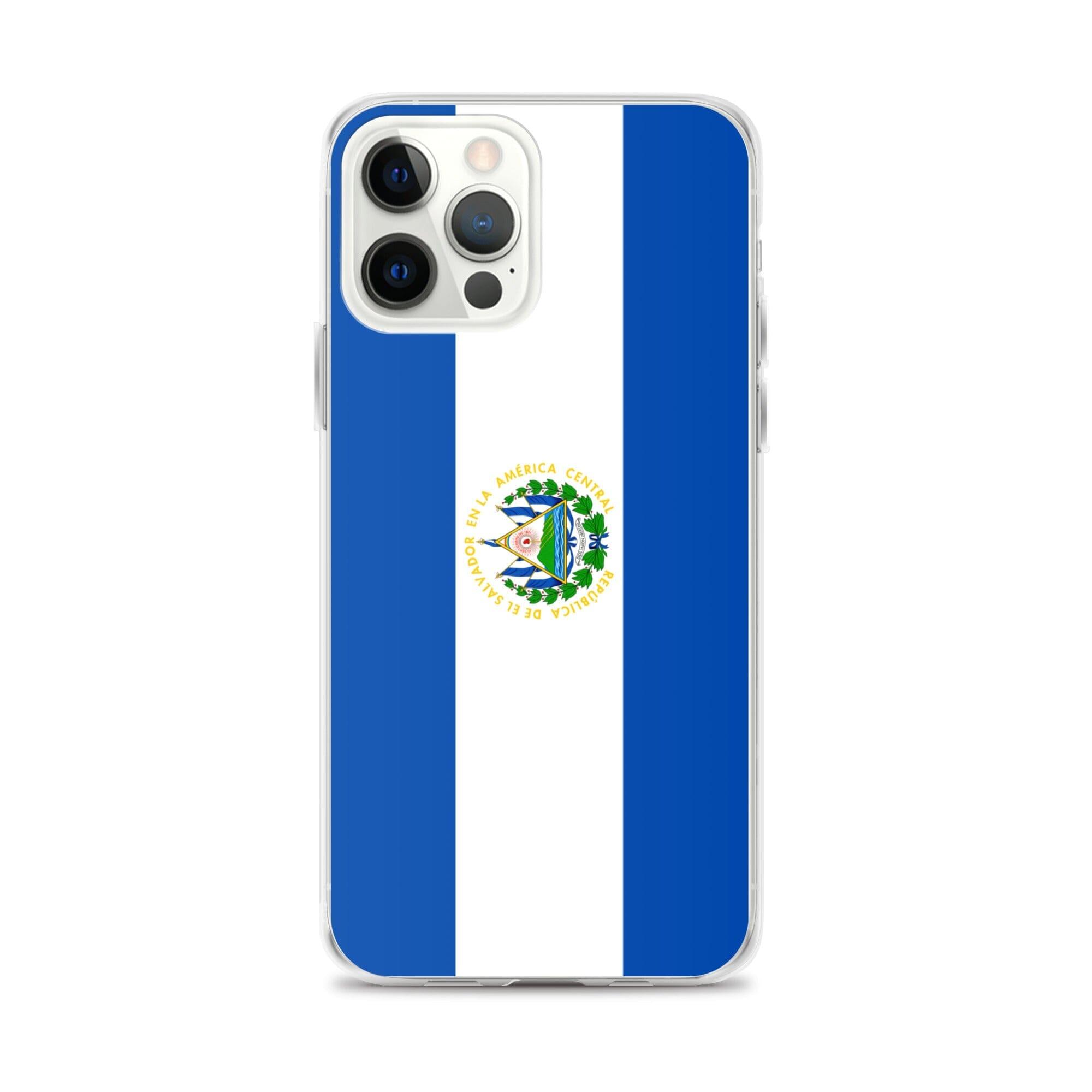 Coque de téléphone transparente avec le drapeau du Salvador, offrant une protection pour iPhone.