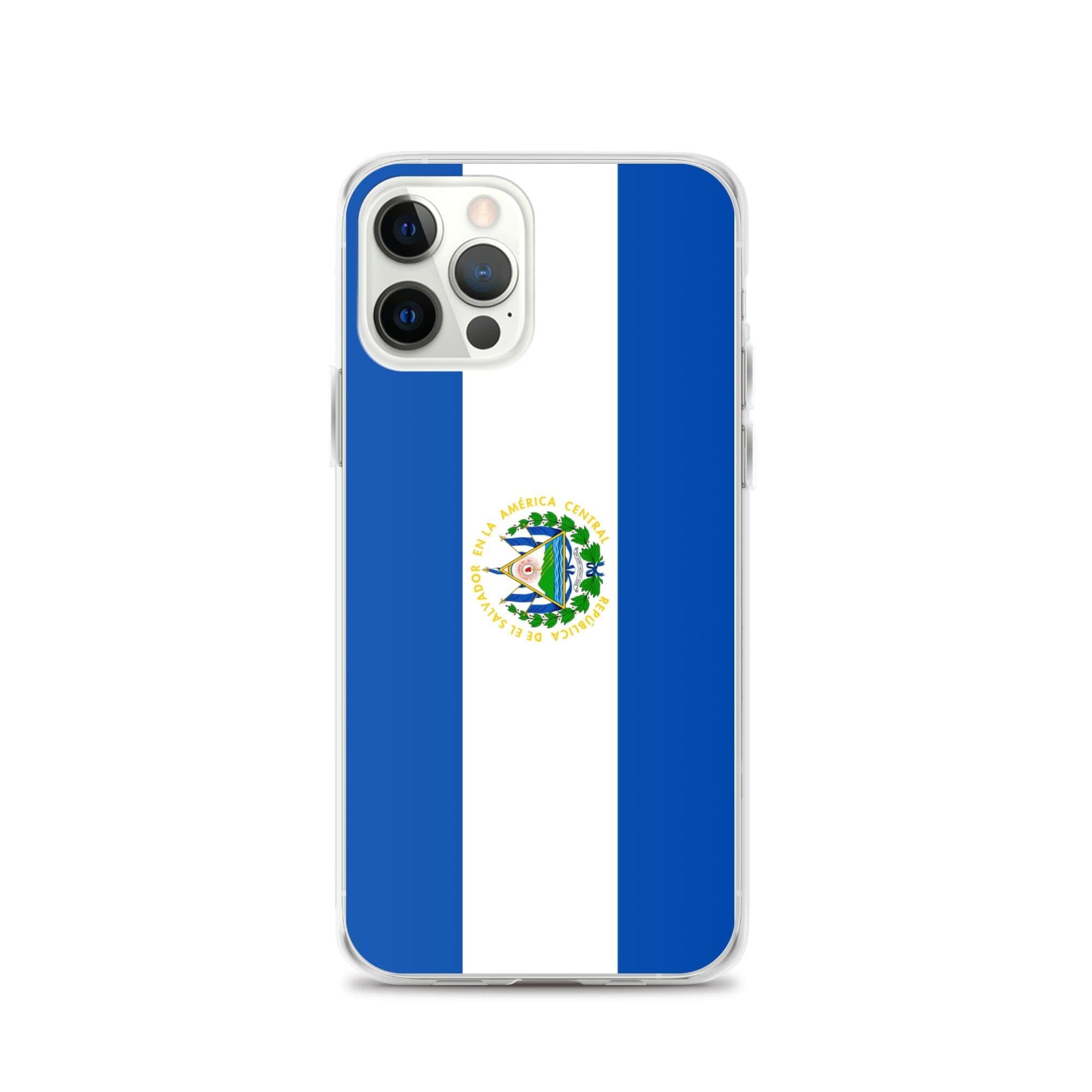 Coque de téléphone transparente avec le drapeau du Salvador, offrant une protection pour iPhone.