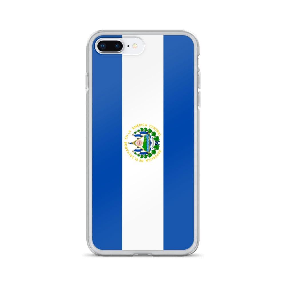 Coque de téléphone transparente avec le drapeau du Salvador, offrant une protection pour iPhone.