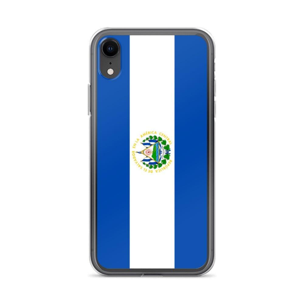 Coque de téléphone transparente avec le drapeau du Salvador, offrant une protection pour iPhone.