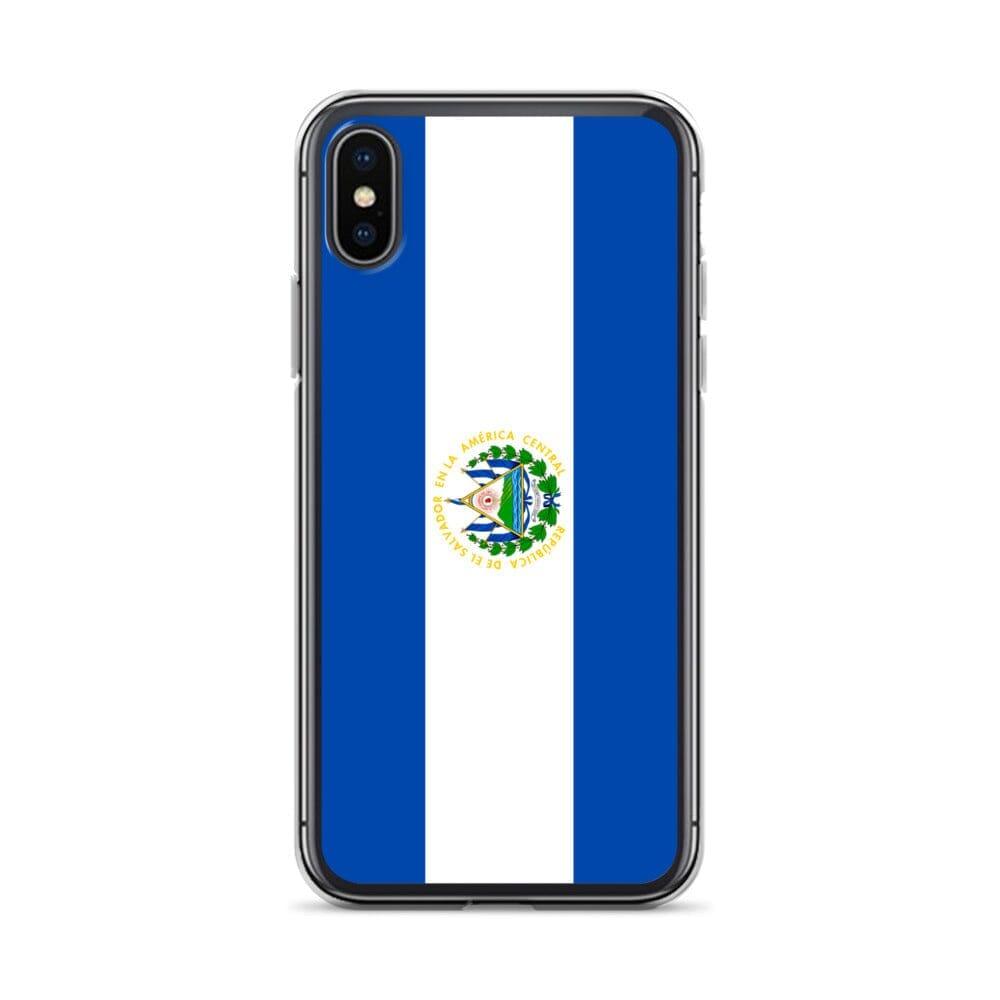 Coque de téléphone transparente avec le drapeau du Salvador, offrant une protection pour iPhone.