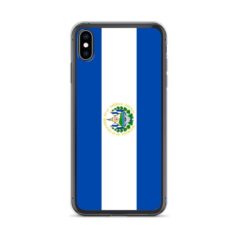 Coque de téléphone transparente avec le drapeau du Salvador, offrant une protection pour iPhone.