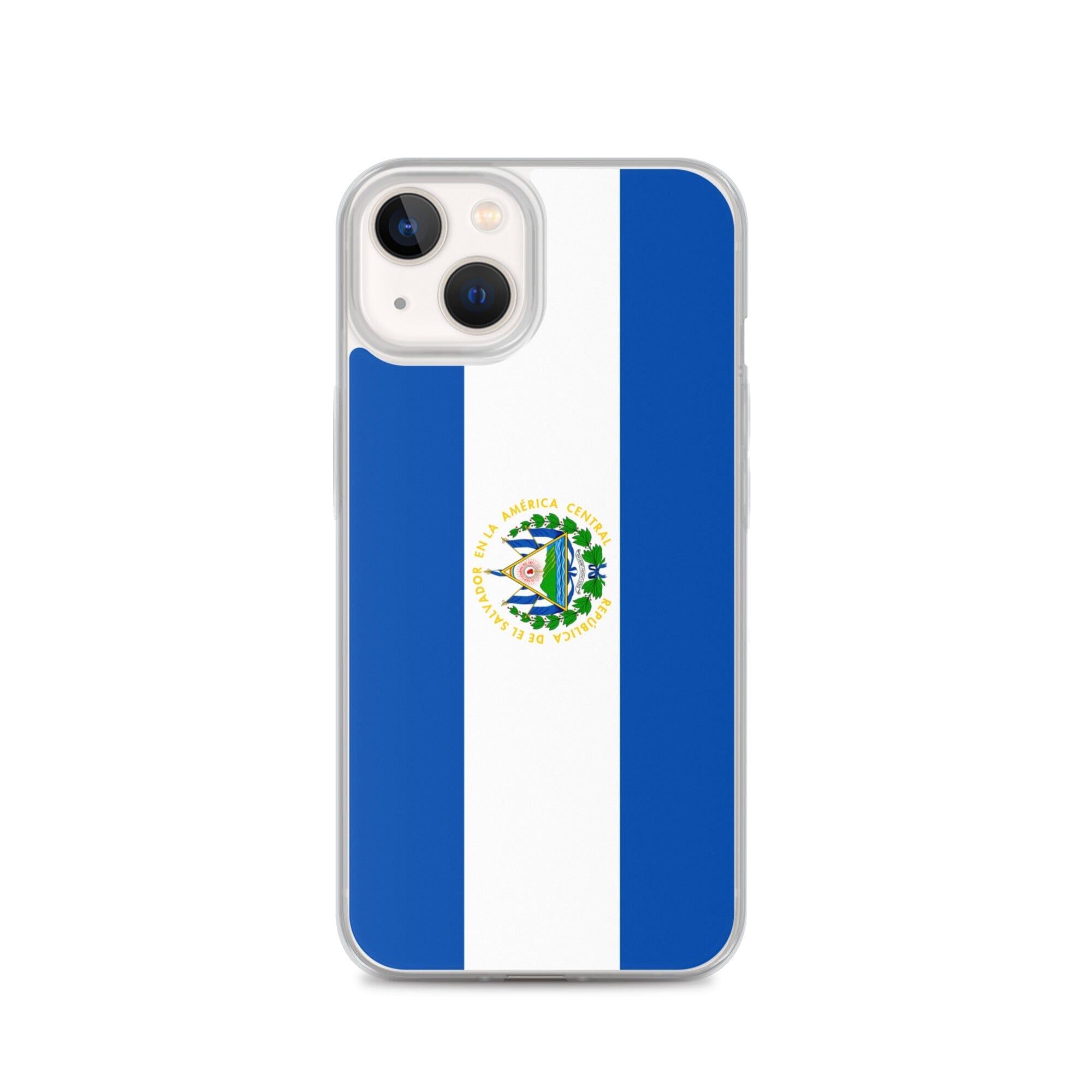 Coque de téléphone transparente avec le drapeau du Salvador, offrant une protection pour iPhone.