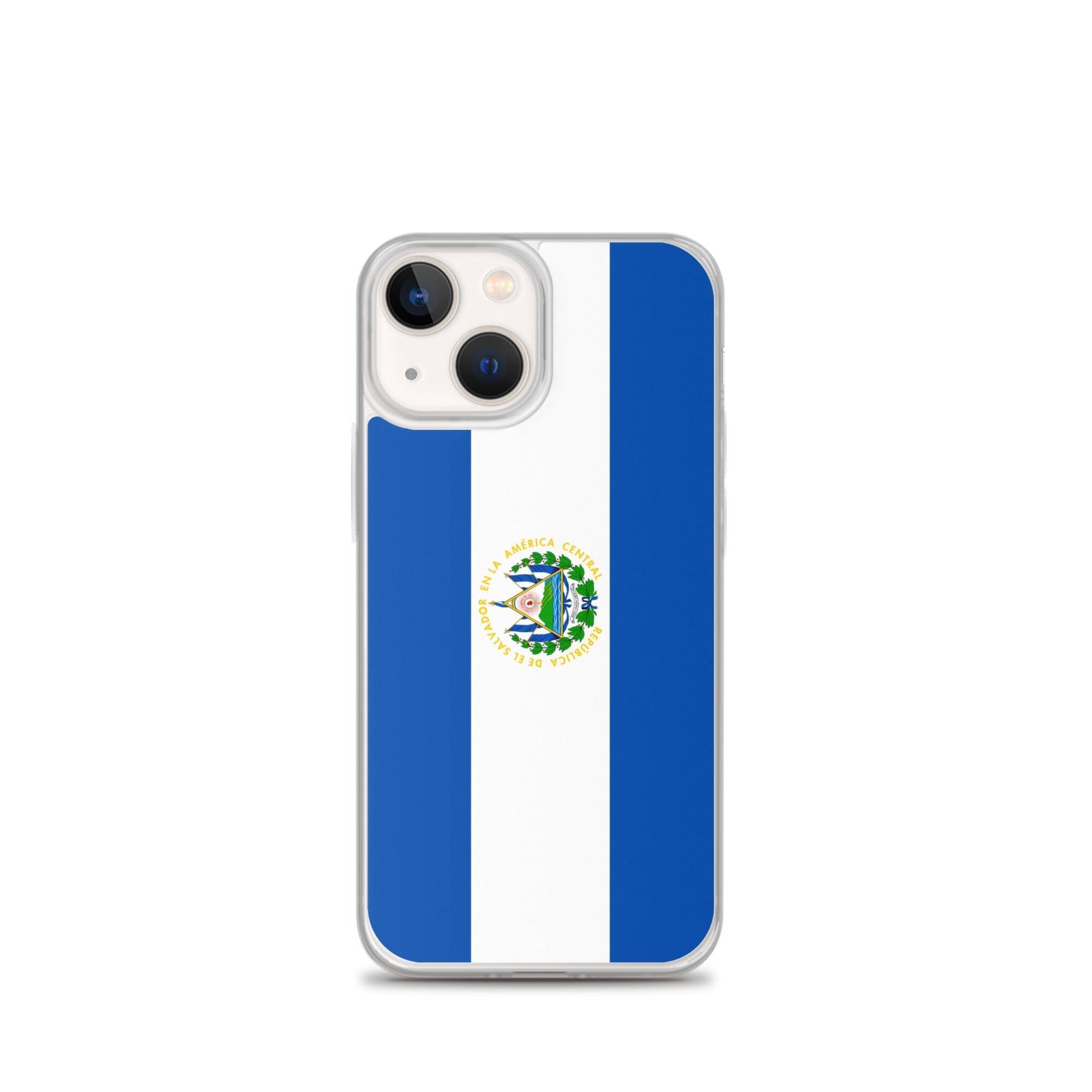 Coque de téléphone transparente avec le drapeau du Salvador, offrant une protection pour iPhone.