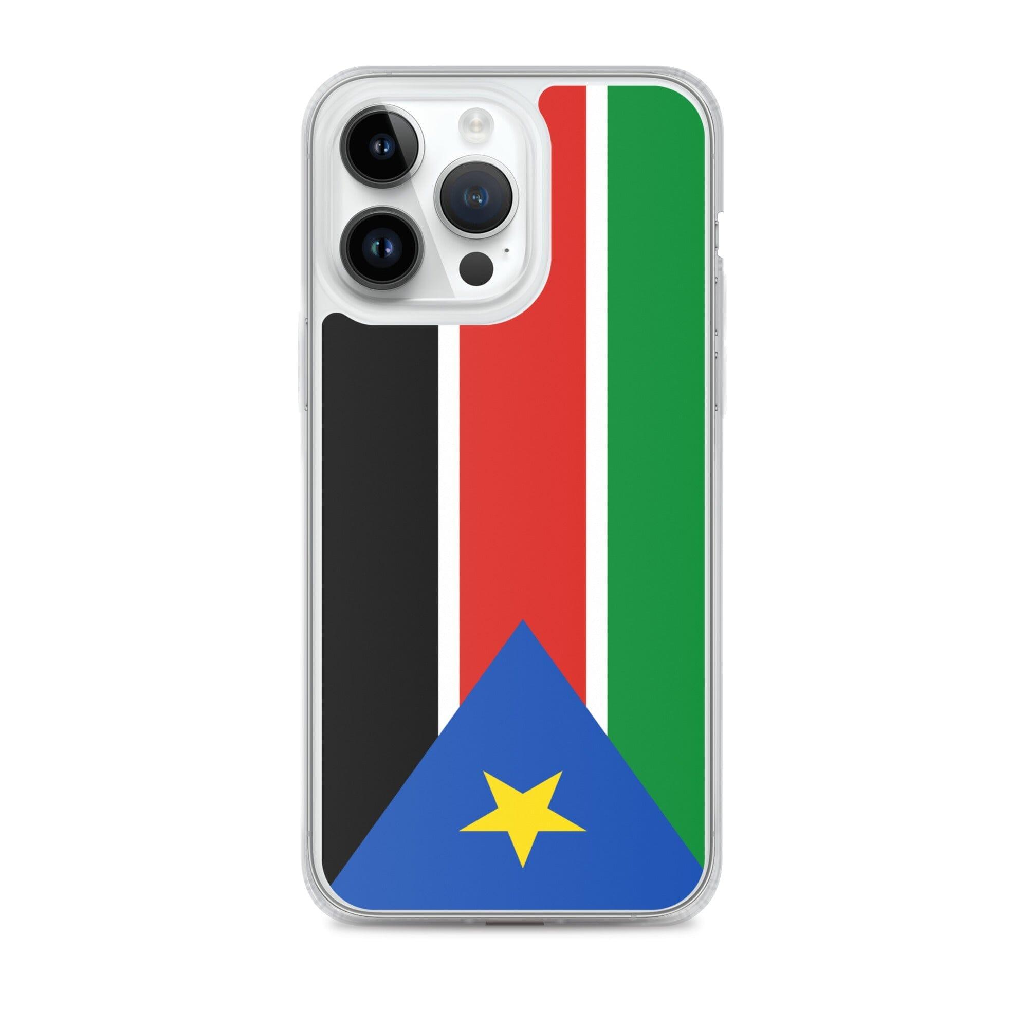 Coque de téléphone avec le drapeau du Soudan du Sud, en plastique transparent et TPU, adaptée aux modèles d'iPhone.