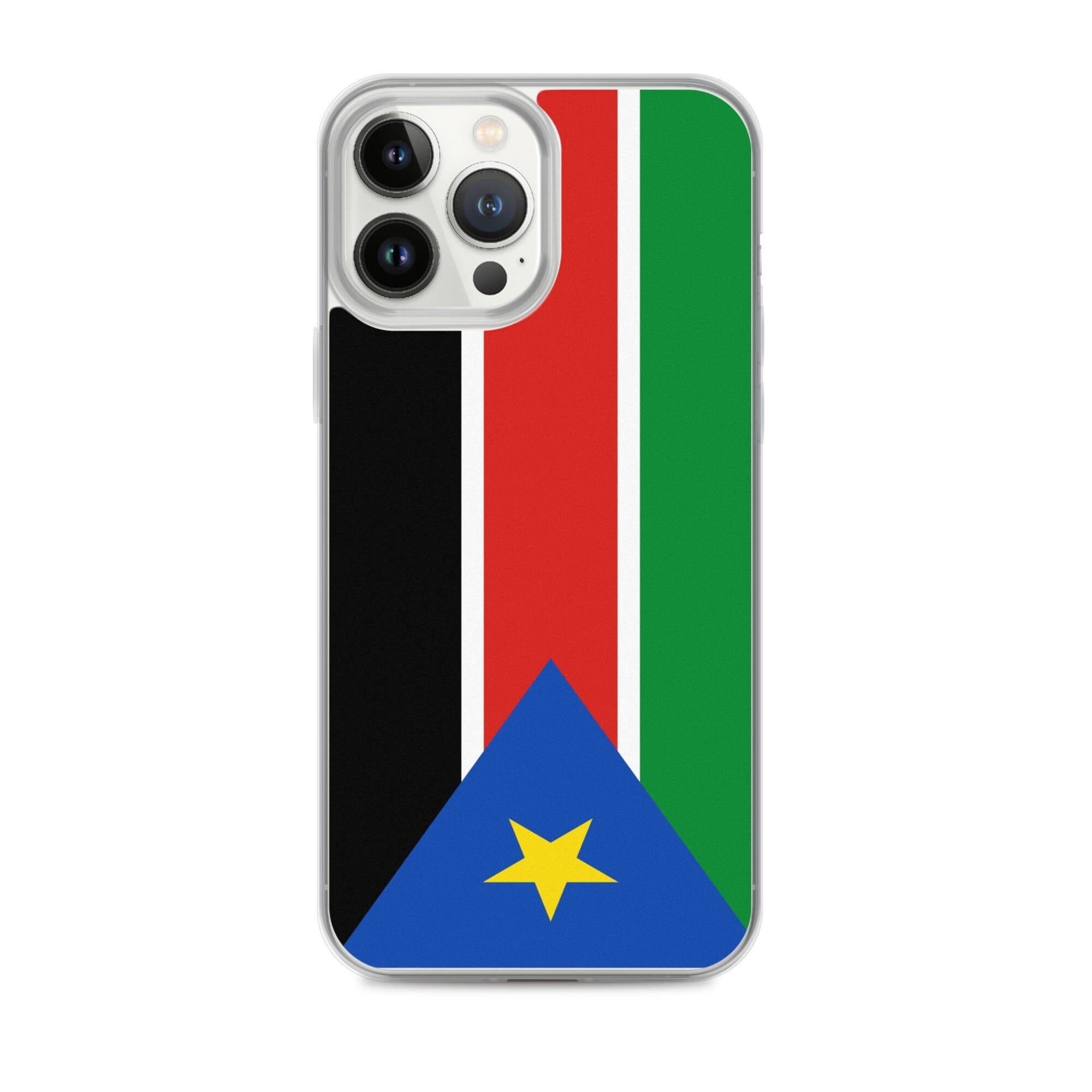 Coque de téléphone avec le drapeau du Soudan du Sud, en plastique transparent et TPU, adaptée aux modèles d'iPhone.