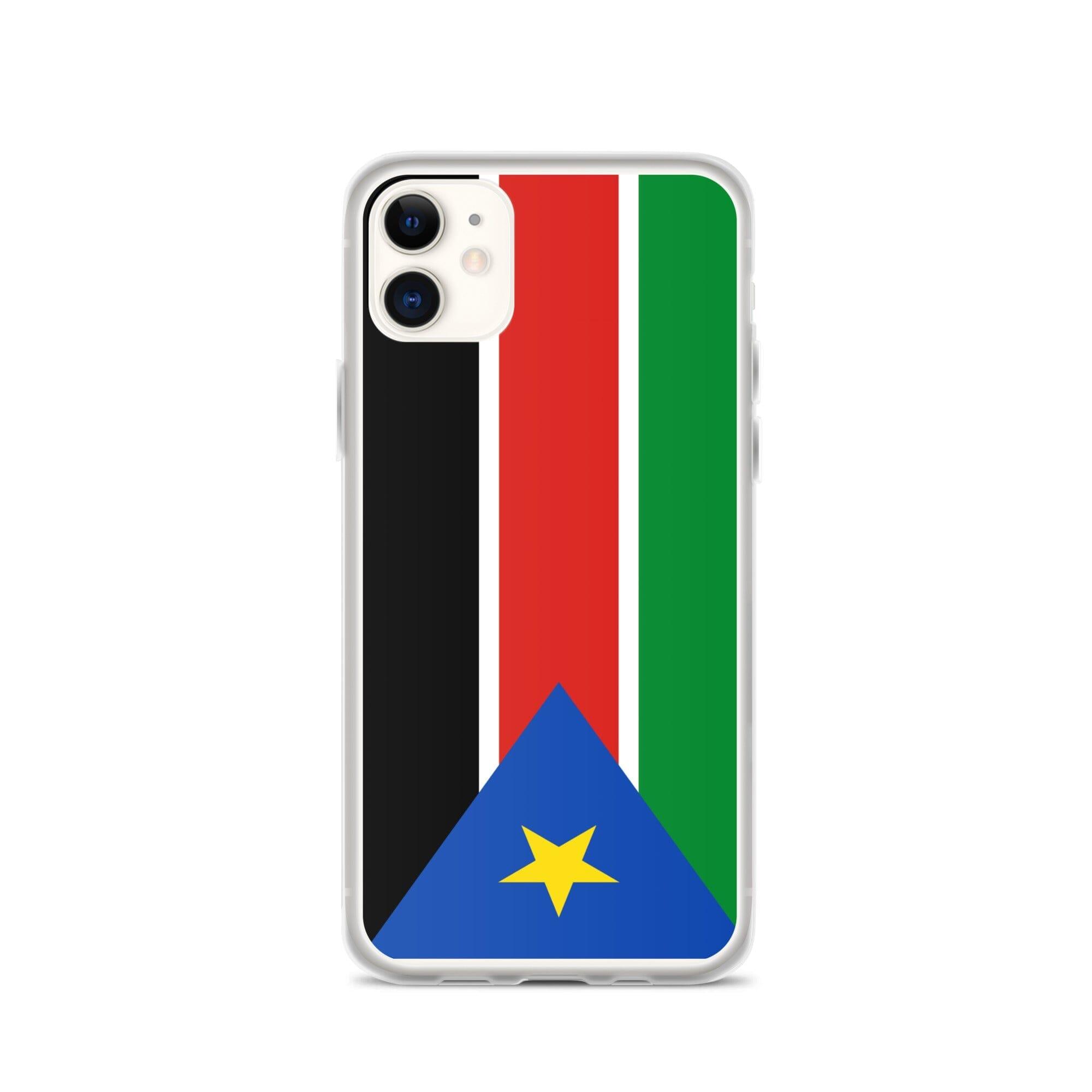 Coque de téléphone avec le drapeau du Soudan du Sud, en plastique transparent et TPU, adaptée aux modèles d'iPhone.